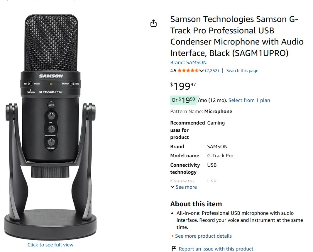 Microphone - Samson G-Track Pro