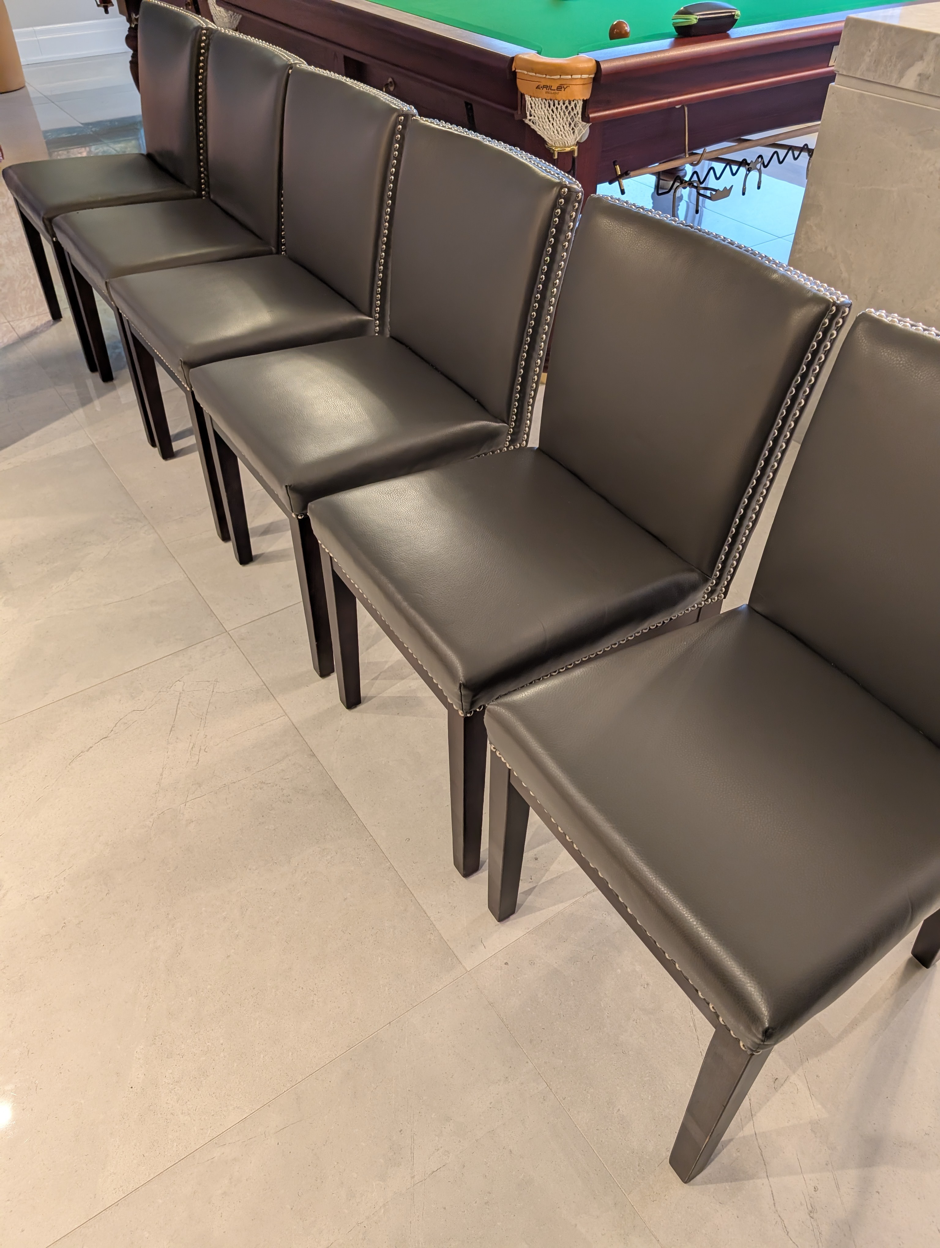 Leather-Look Dining Chairs with Nailhead Trim - photo 4