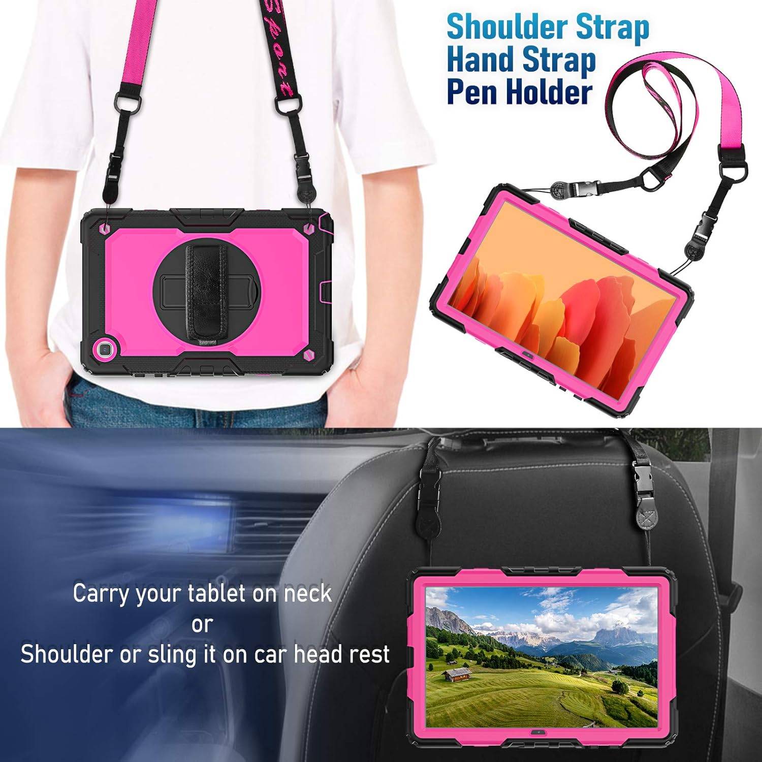 Shockproof 3-Layer Tablet Case + Stand, Strap, Samsung Galaxy A7 - photo 3