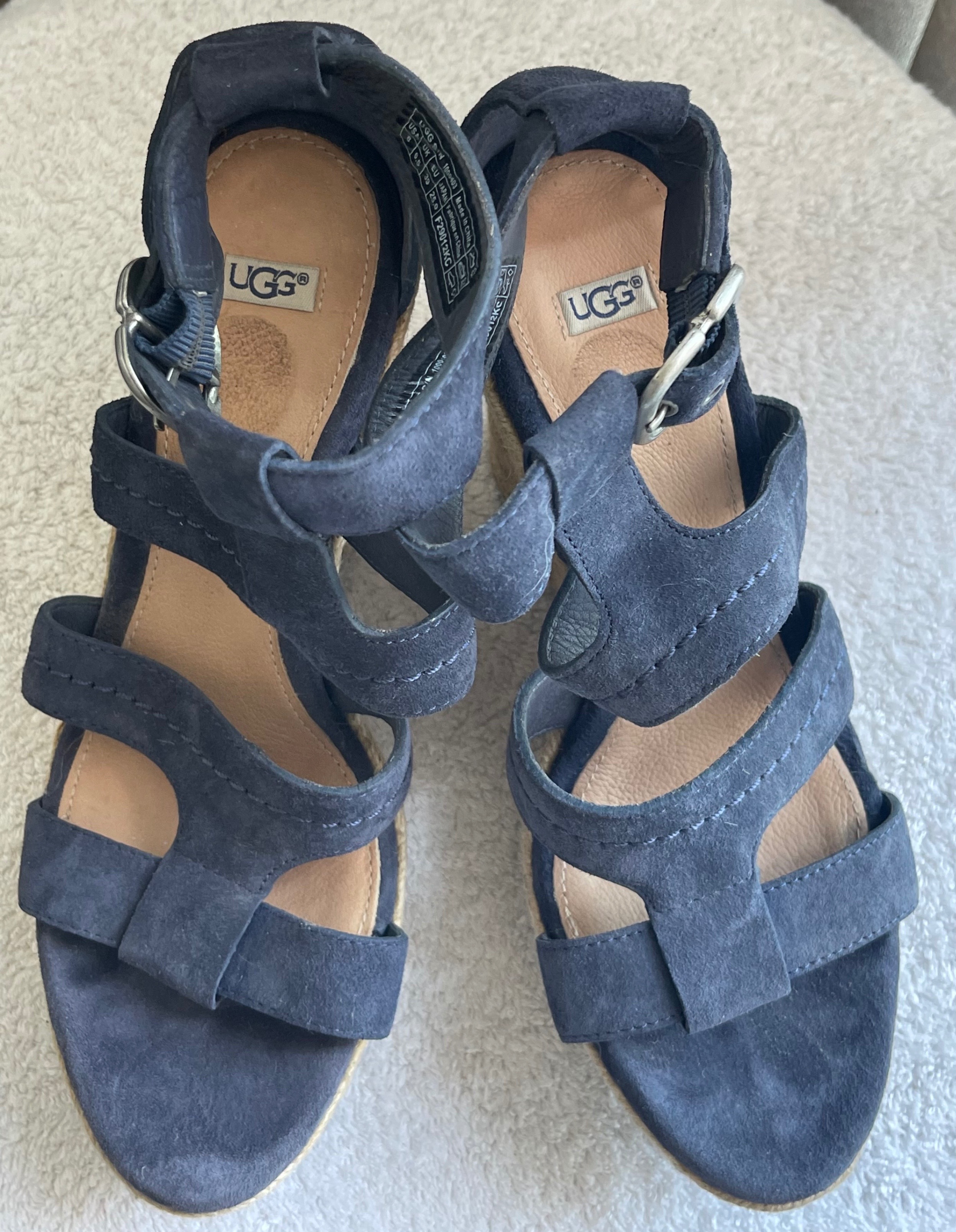 UGG Lauri Navy Suede Espadrille Wedges (Size 8) - photo 4