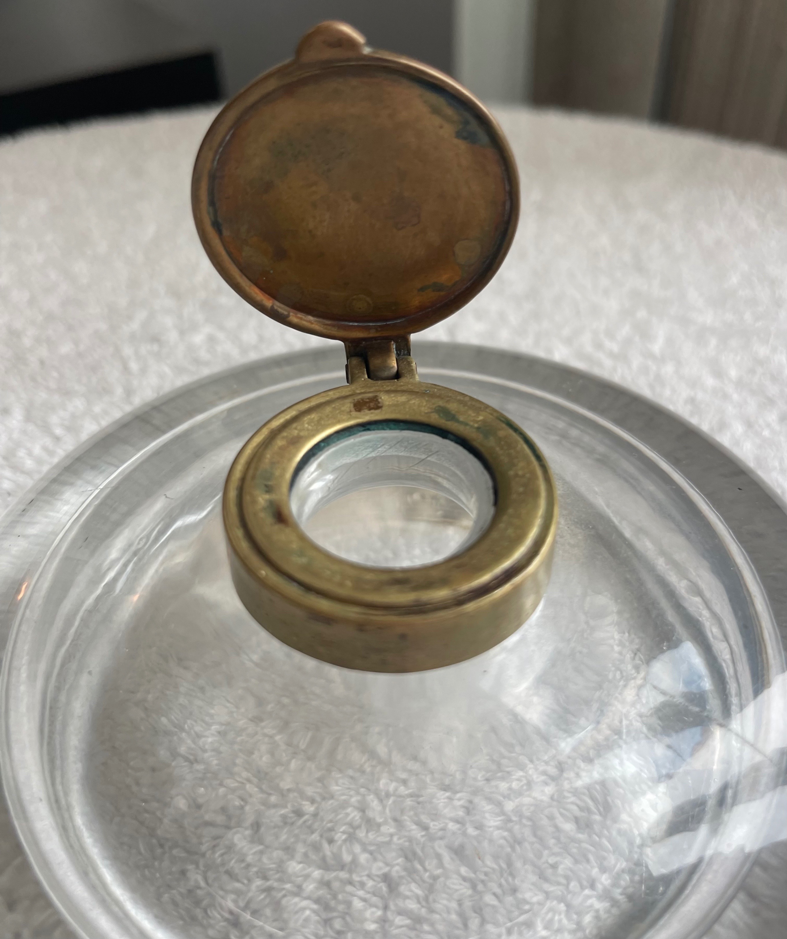 Antique 5" Heavy Glass Desktop Inkwell (2.2 lbs) - photo 3