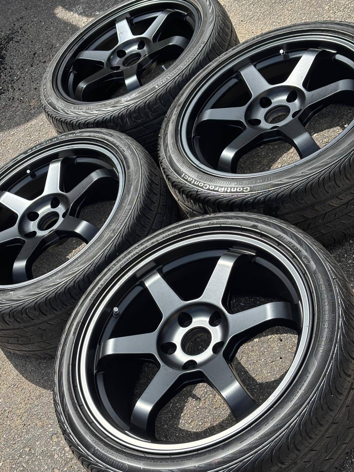 NEW 18”TE37 rep(5x114)+used 235/40/R18 Conti-Civic/TL/Lancer/Ma