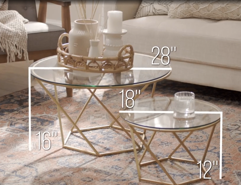 Set of 2 Gold Geometric Coffee Tables - New in box - photo 3