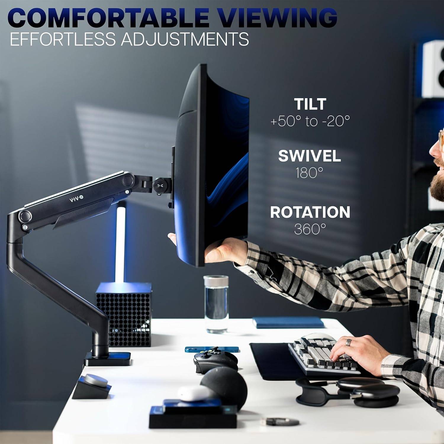 New VIVO Ultrawide Monitor Tension Arm for up to 49 inch Screens