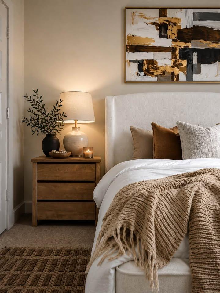 Modern Oak Nightstand – Contemporary MDF Table