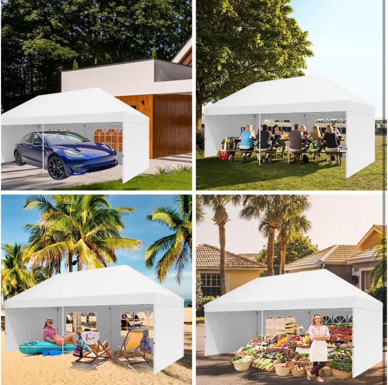 10'x20' Canopy Gazebo Commercial Tent w/ 4 Removable Sidewall