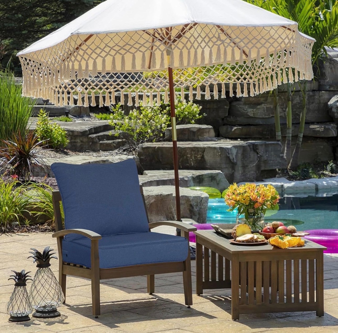 Sealed: Set-of-2 Outdoor Seat Cushion CO-Water/UV Resist 24"x24"
