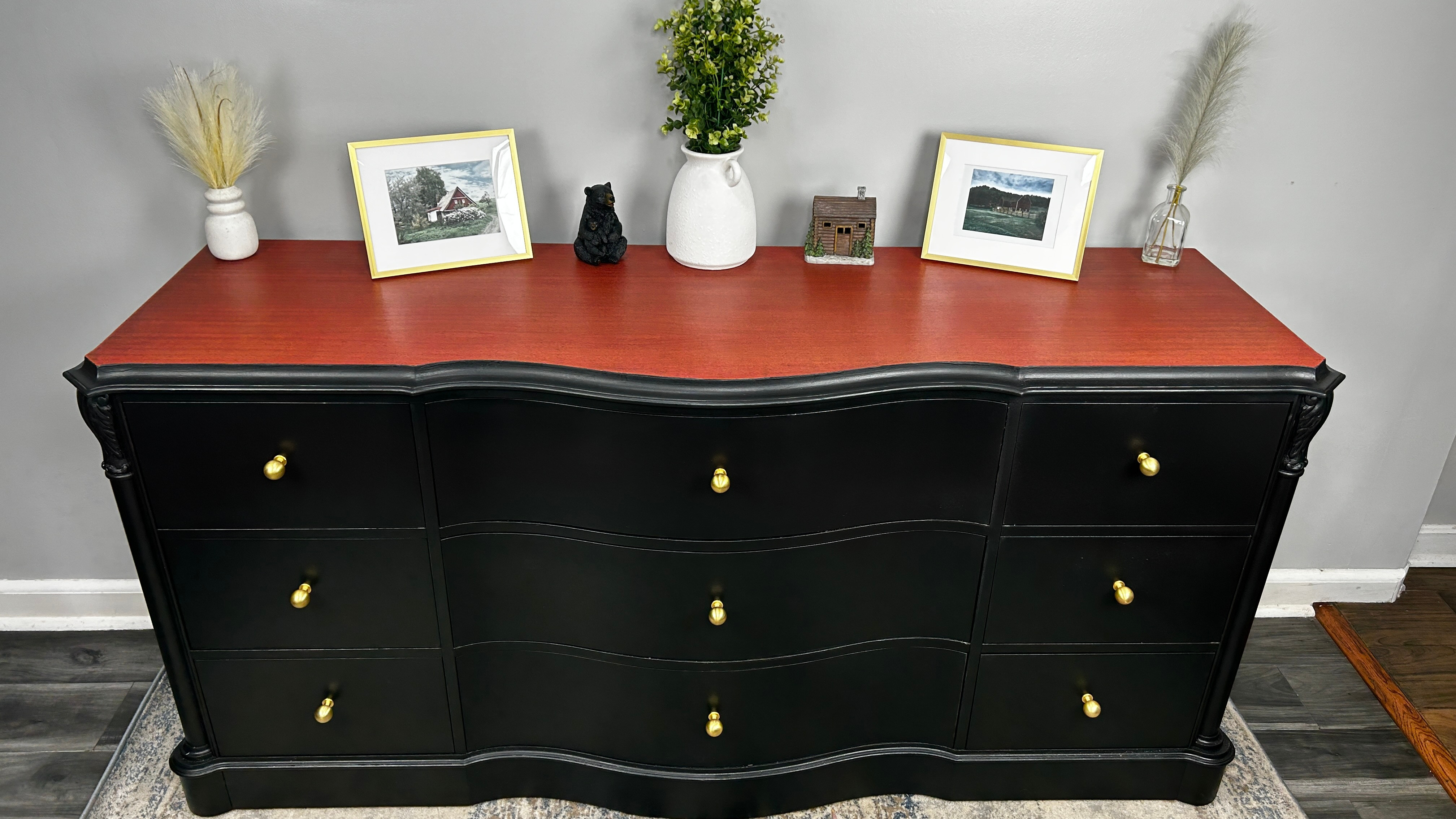 Mahogany Bowfront Dresser  Black DuncanPhyfe, 9 Draw, Deli Avail - photo 2