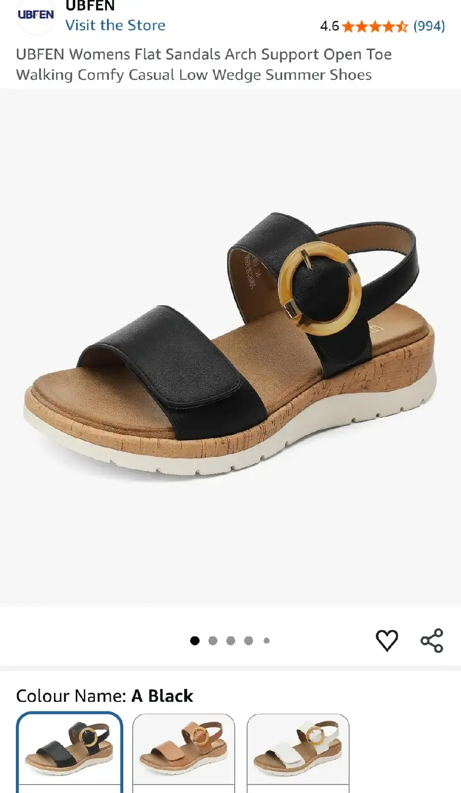 UBFEN Sandals Black Size 6
