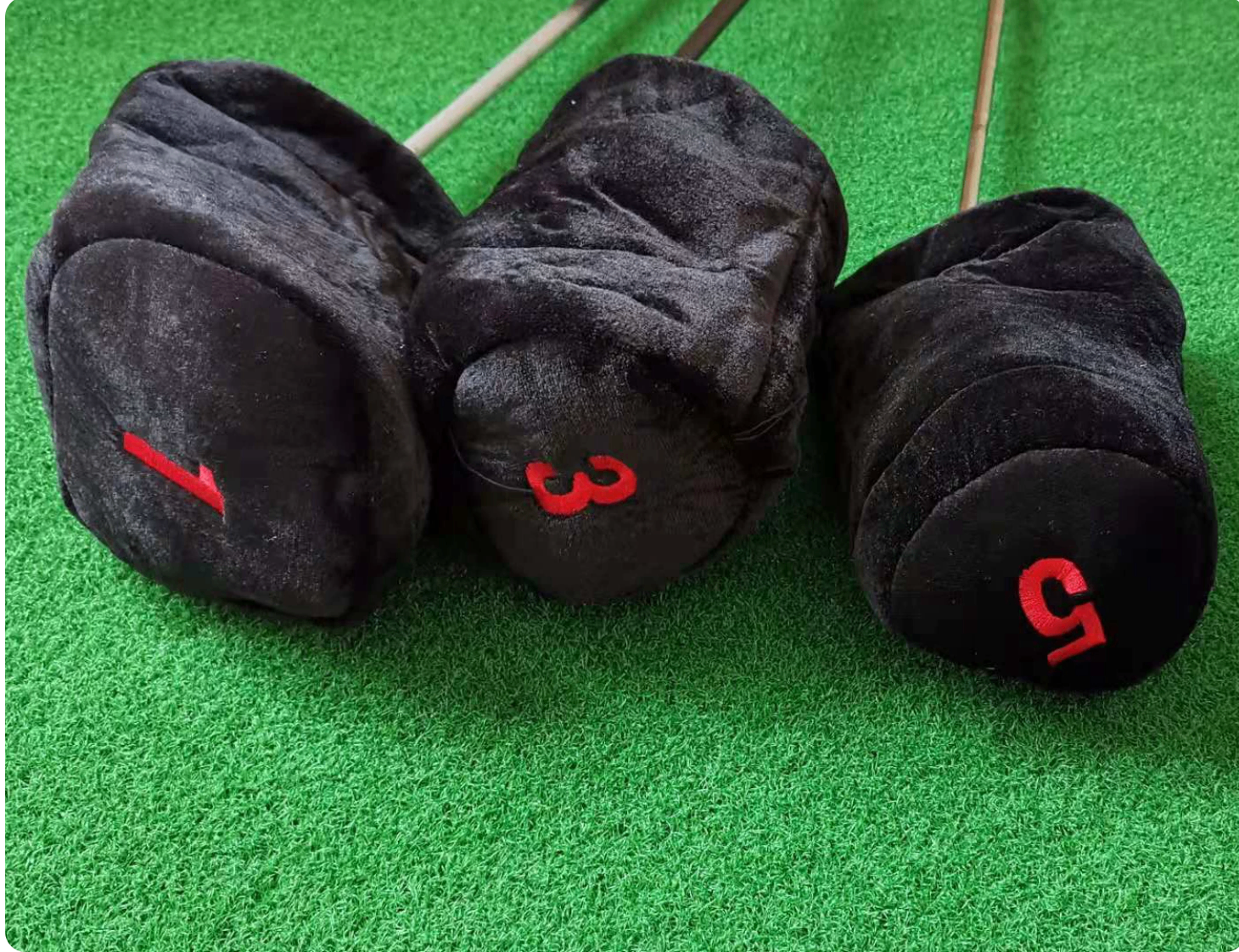Black Golf Club Head Covers Set 1 3 5