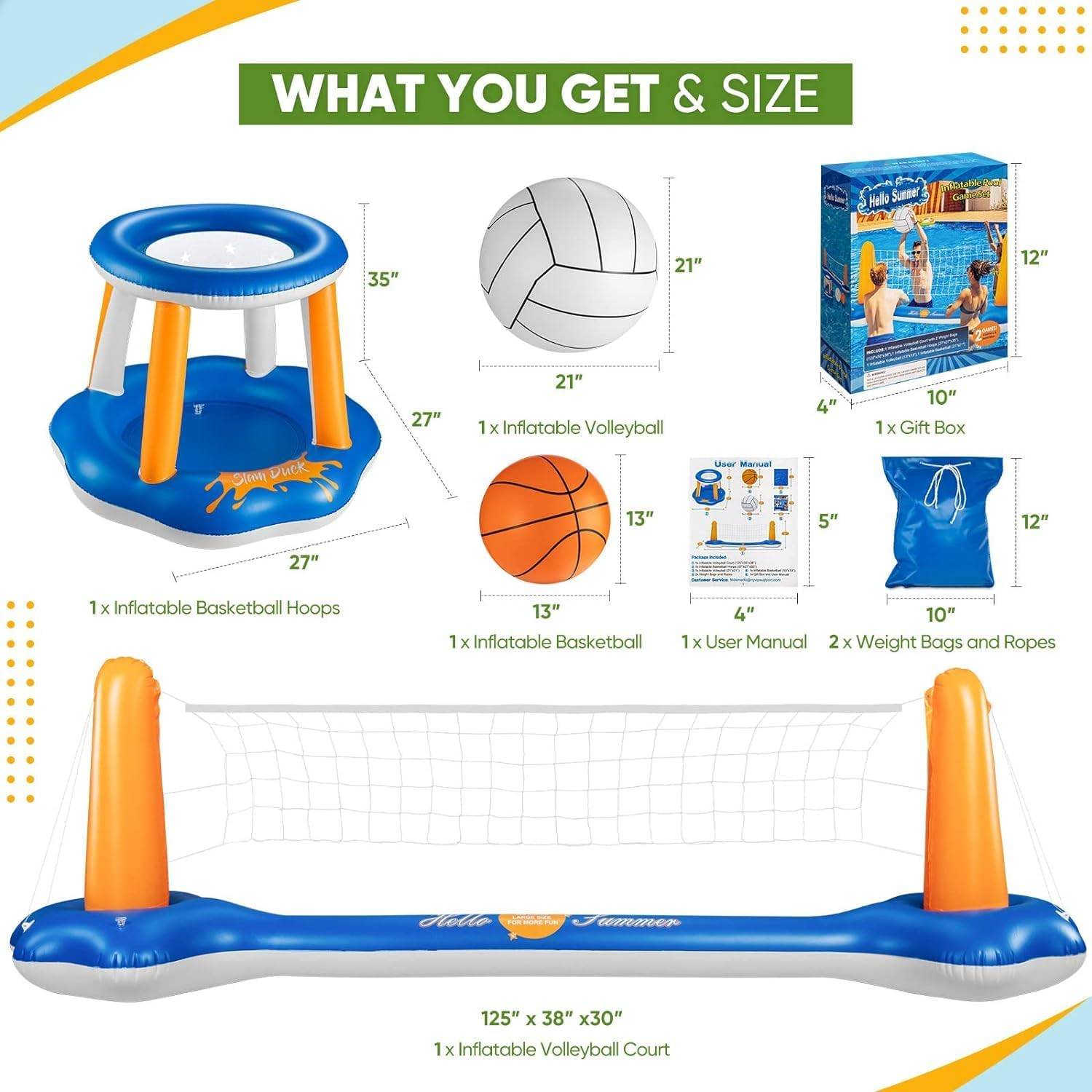 Pool Volleyball & Basketball Hoop Set - photo 2