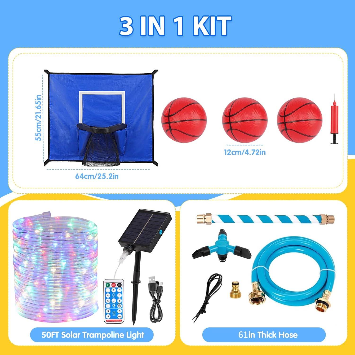 3-in-1 Trampoline Accessories Kit: 360°Rotating Water Sprinkler - photo 2