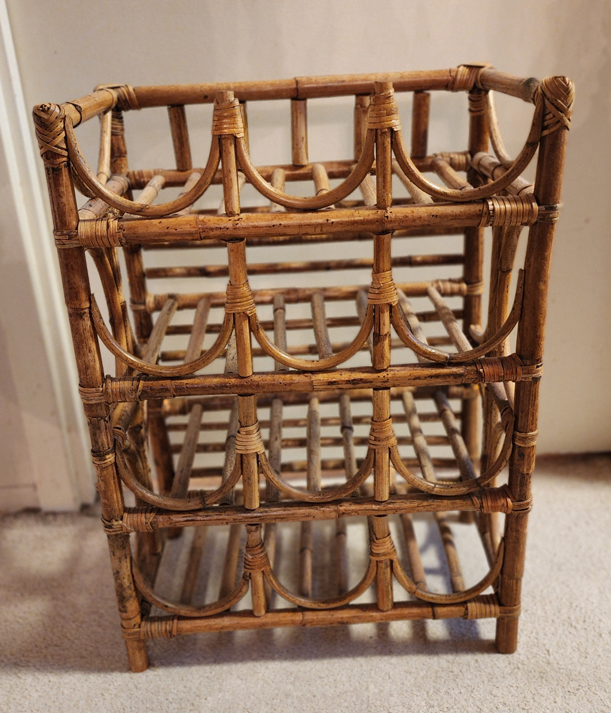 Vintage Rattan 3-Tier Shelf – Boho Cane Storage Rack - photo 2
