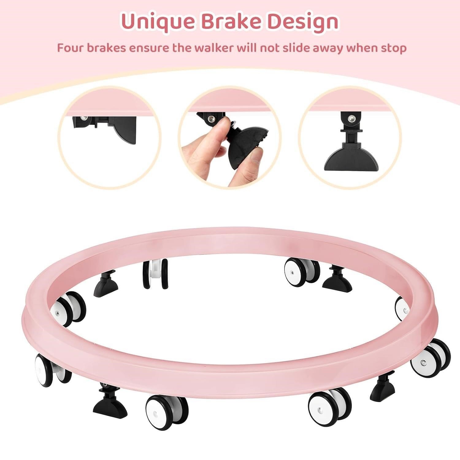 Pink Baby Walker with Tray and Brakes - photo 4