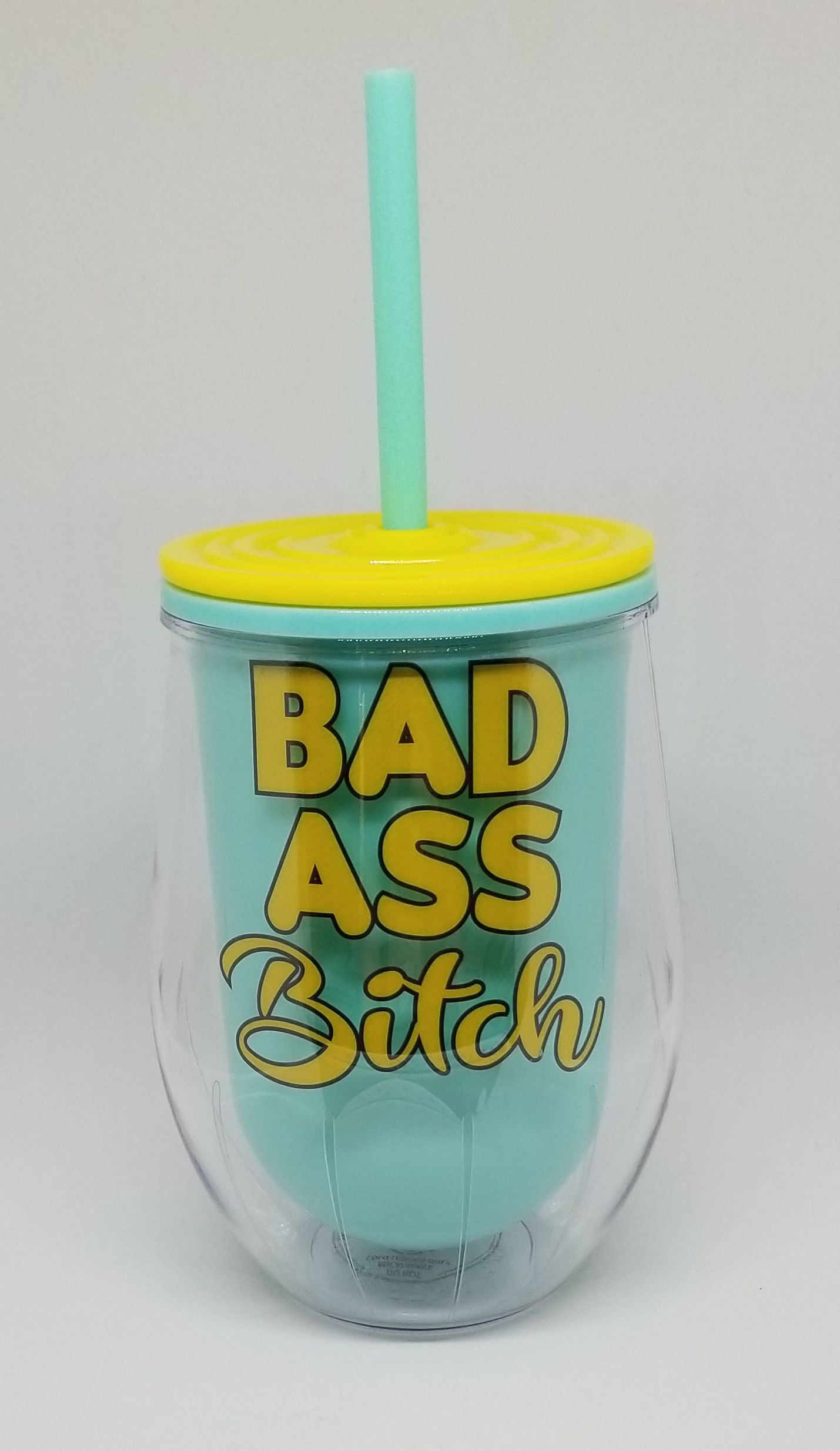 Bad Ass Bitch Wine Tumbler/Carnival Cup with Straw