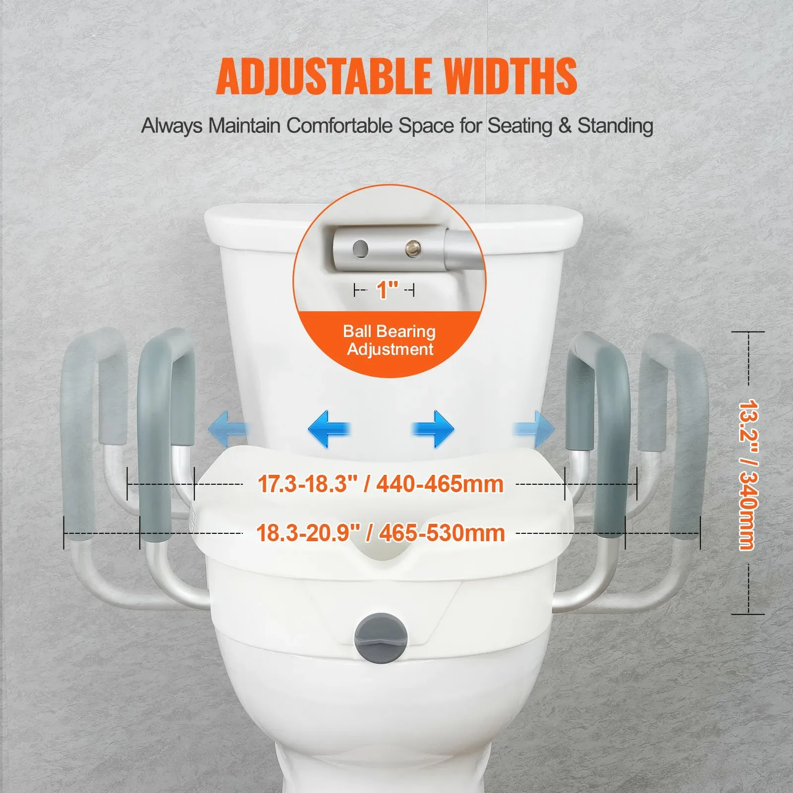 VEVOR Raised Toilet Seat, 7-Position Height Adjustment - photo 3