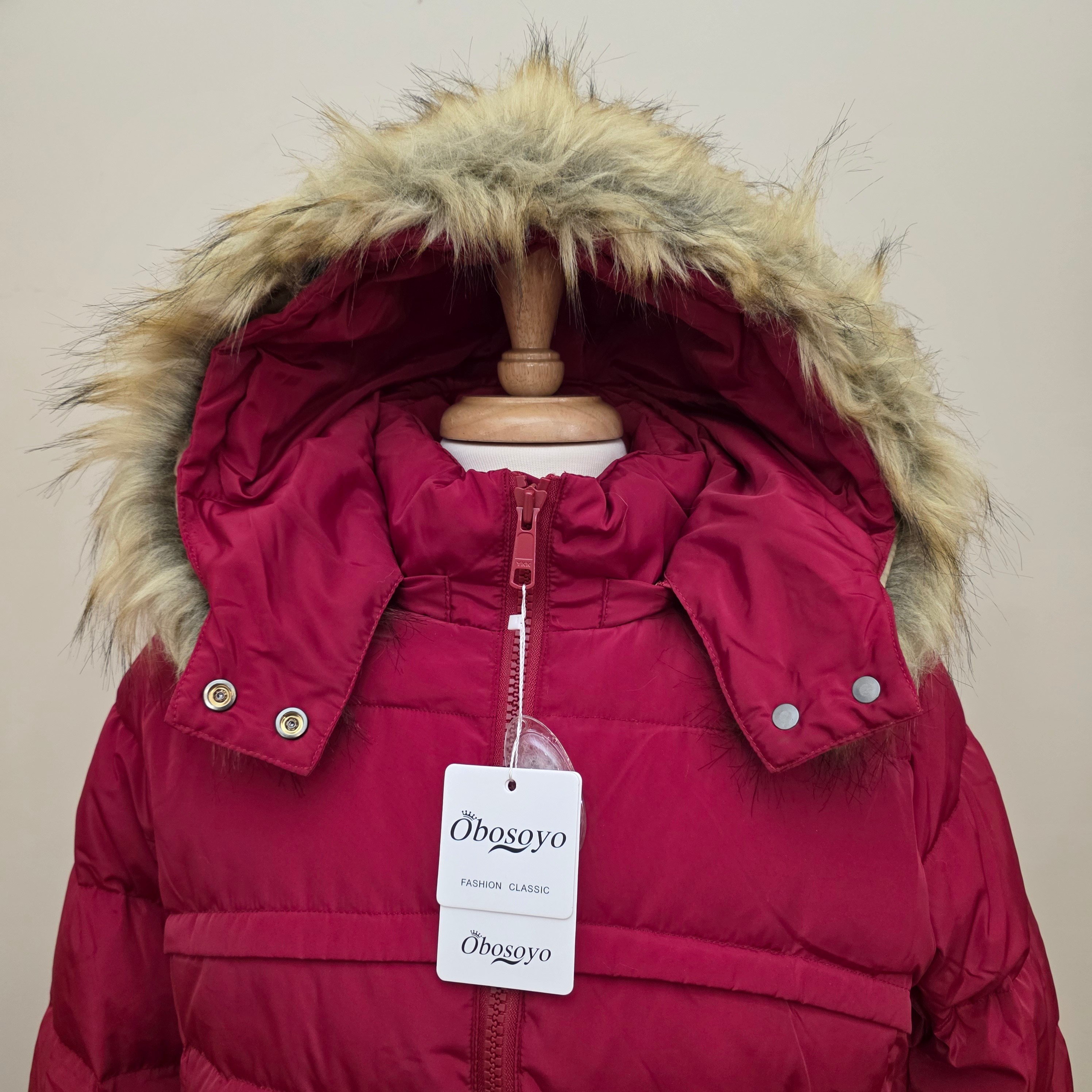 New Obosoyo Women’s Red Hooded Down Puffer Coat Jacket XL - photo 2