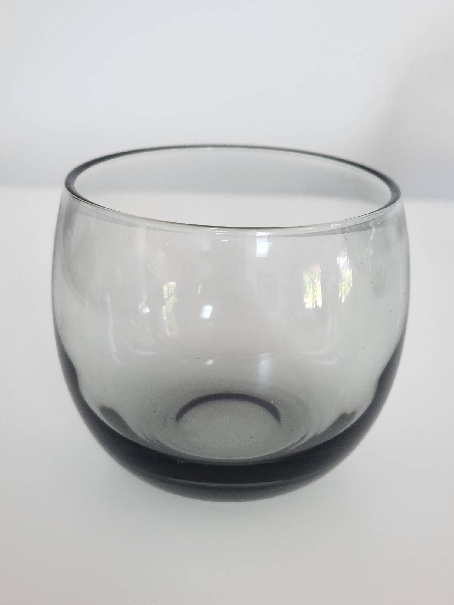 Smoked Glass Roly Poly Lowball Tumblers - MCM Barware (6 set) - photo 2