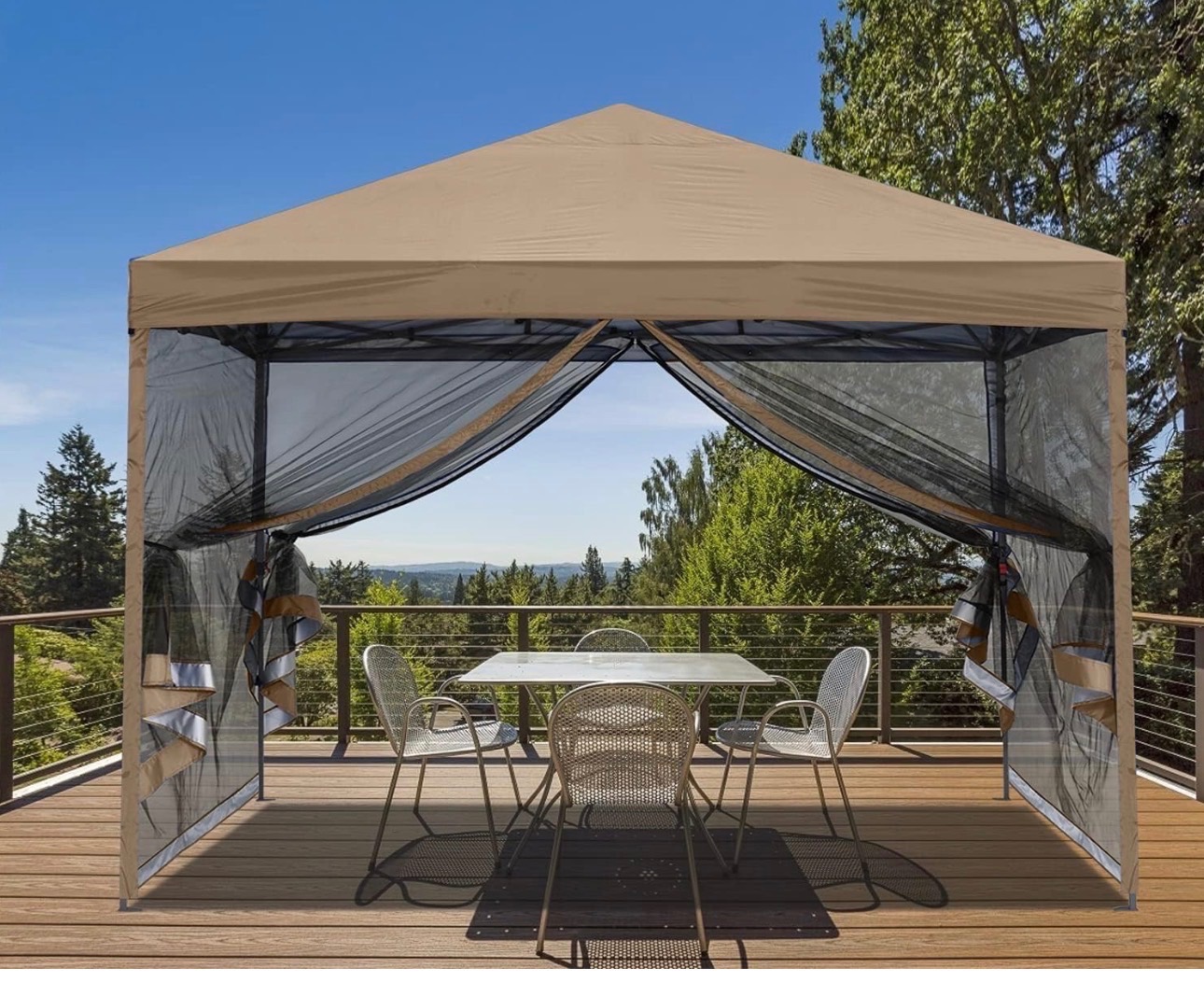 MASTERCANOPY Pop-Up Easy Setup Canopy with Screen walls 10'x10'