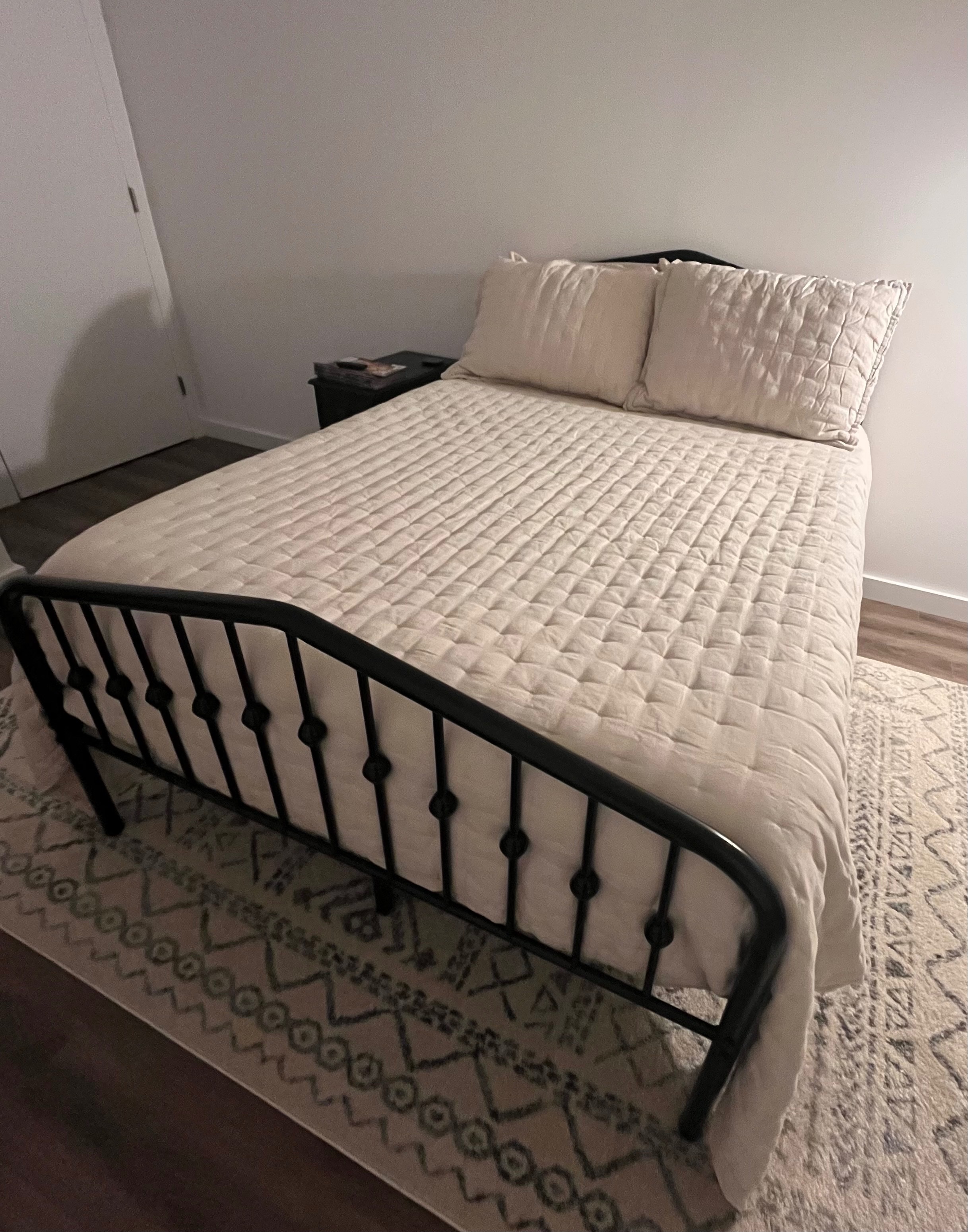 Black Metal Platform Bed with Mattress