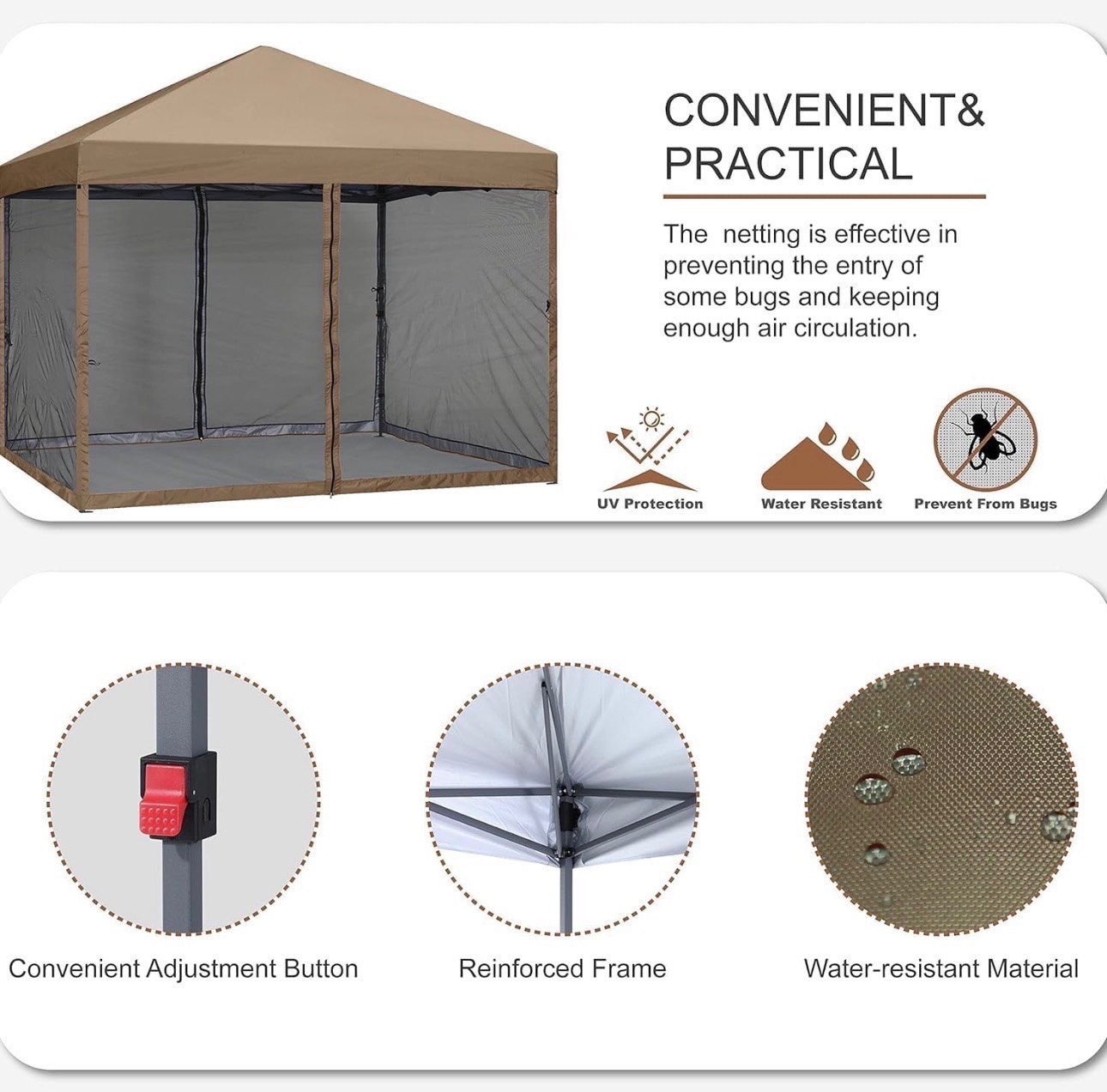 MASTERCANOPY Pop-Up Easy Setup Canopy with Screen walls 10'x10' - photo 3