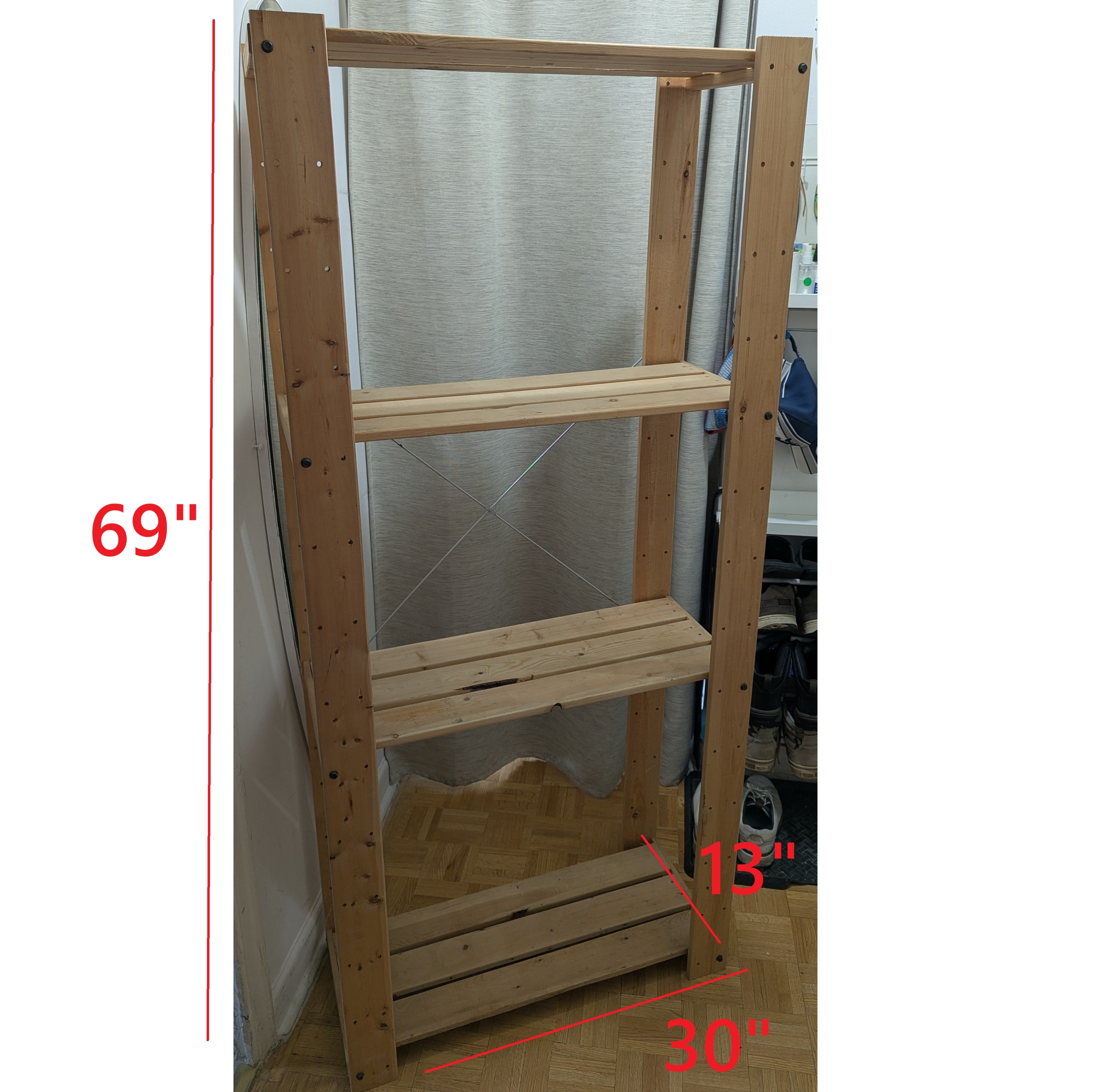 IKEA 69" 4-Tier Storage Rack Solid Wood Pine Shelving Unit Orga - photo 3