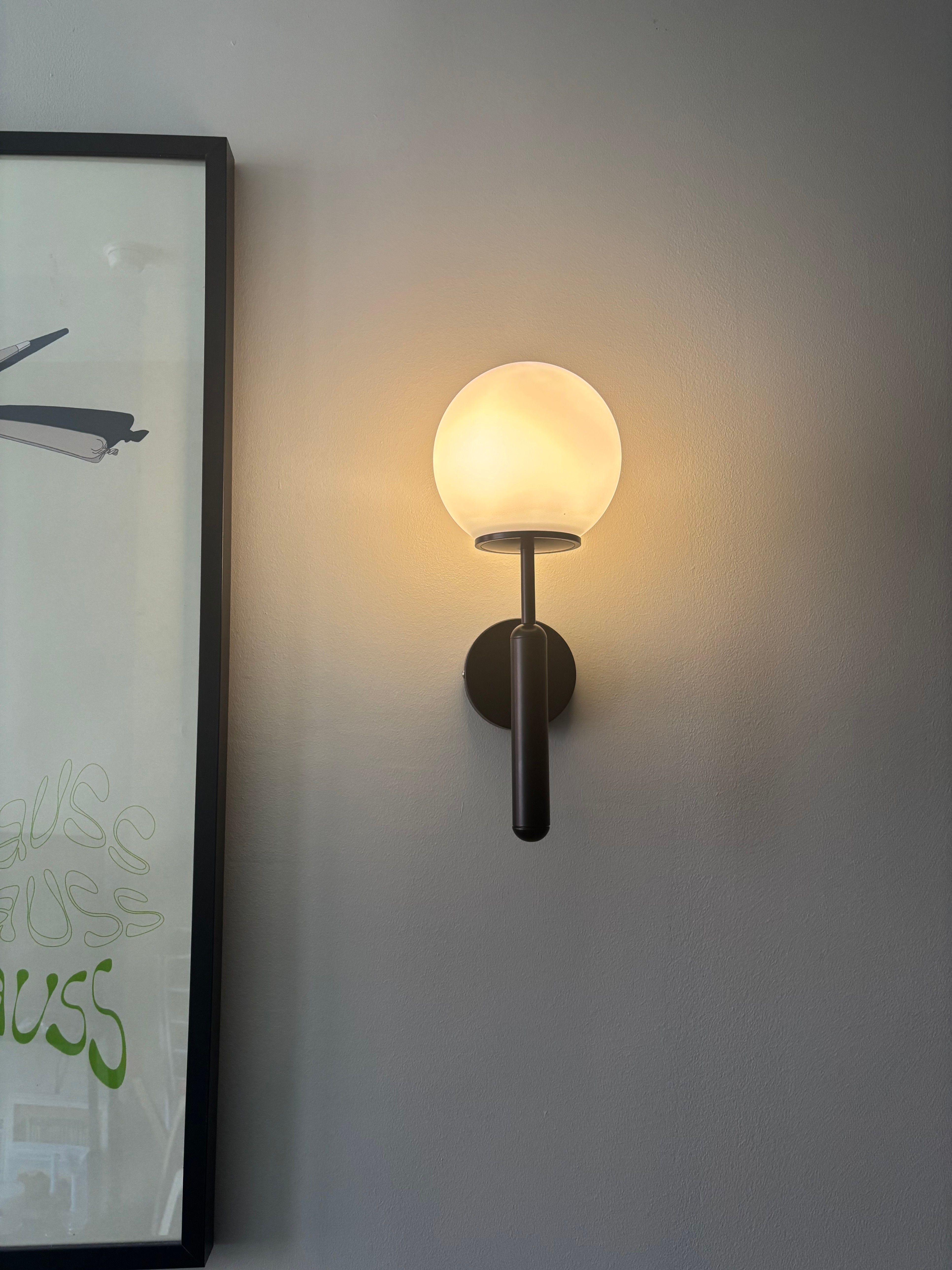 Pair of Rechargeable Frosted Glass Globe Sconces - photo 4