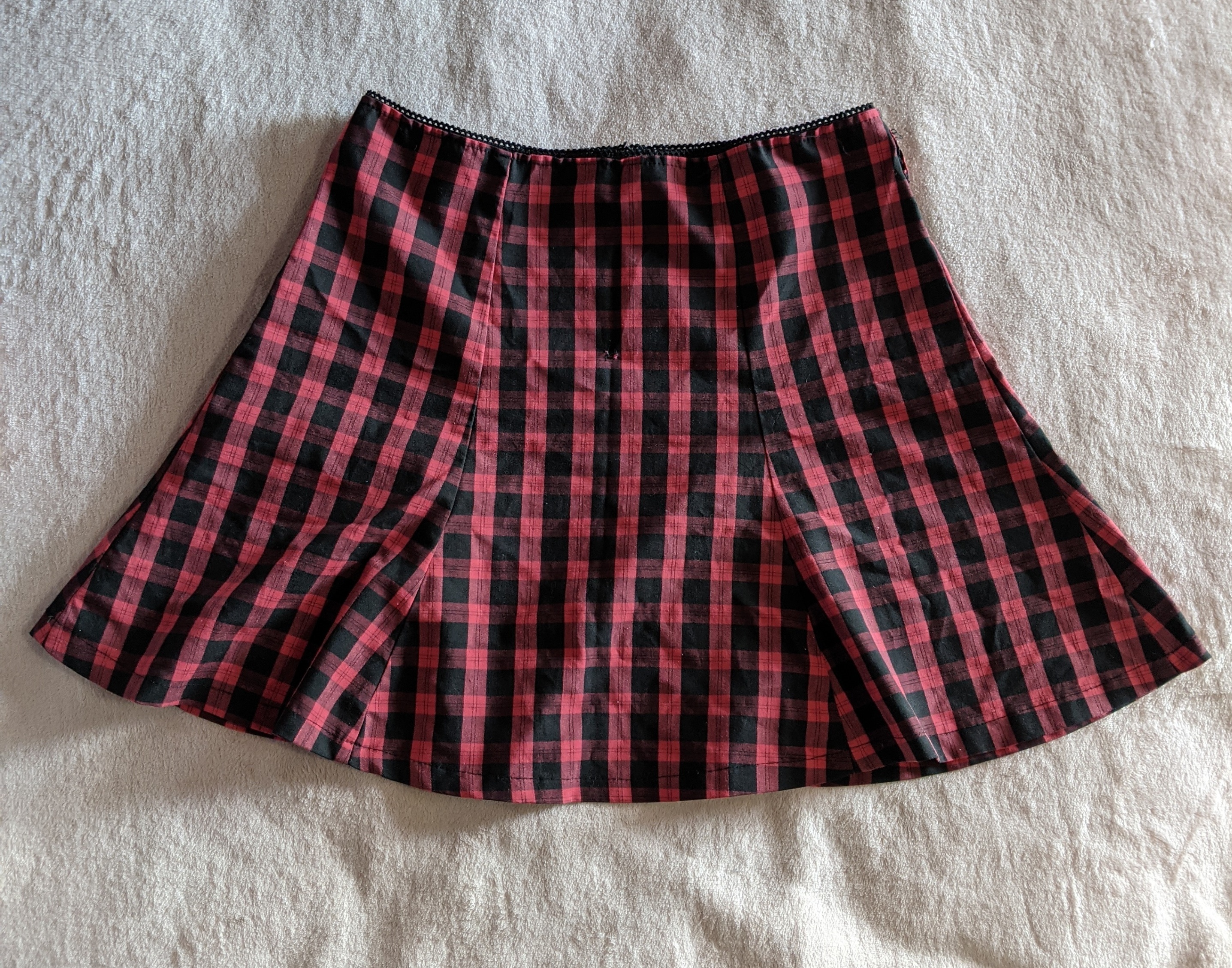 Red Plaid Flare Skirt