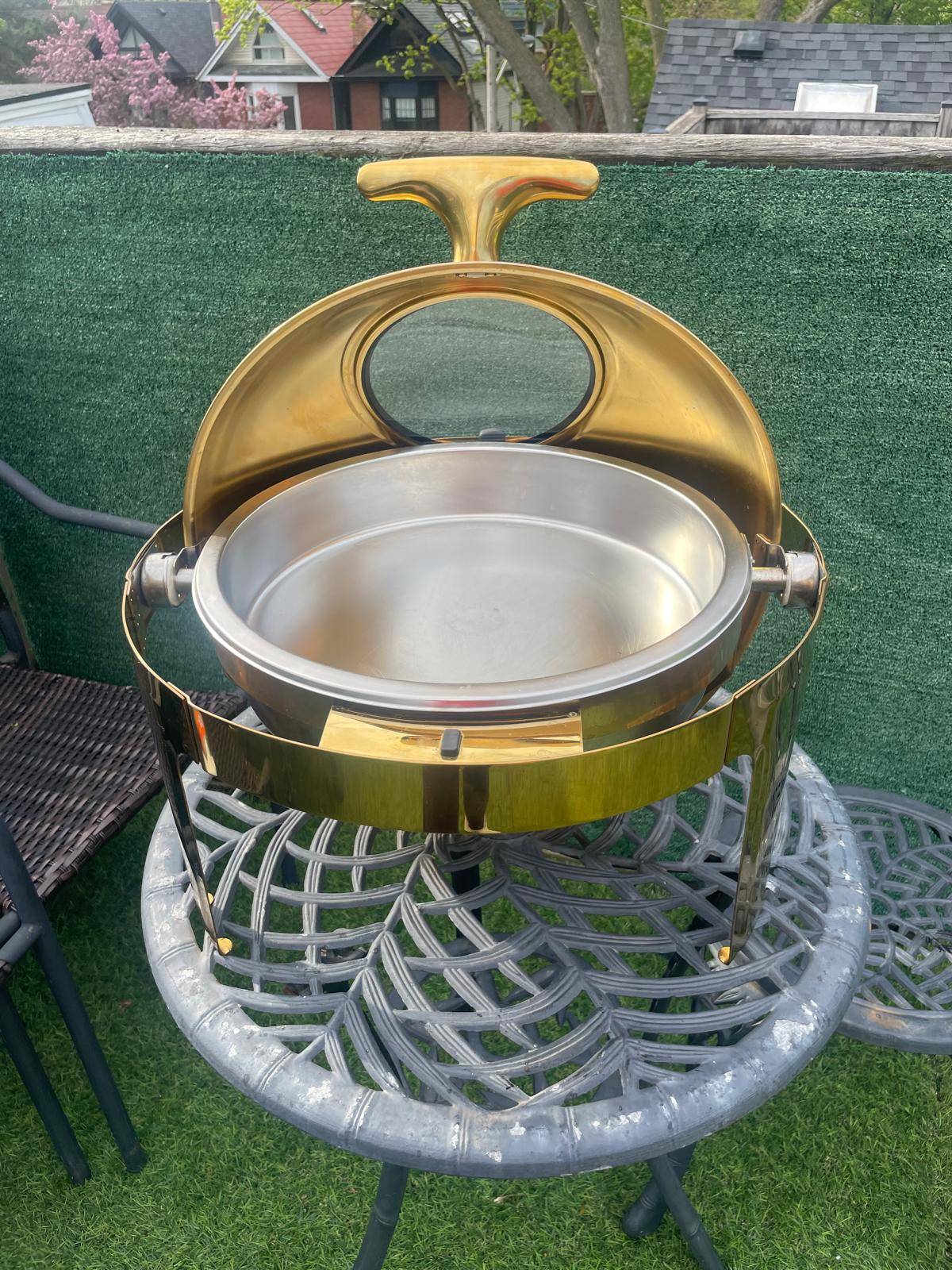 Round Gold Chafing Dish / Buffet Server – $100 each