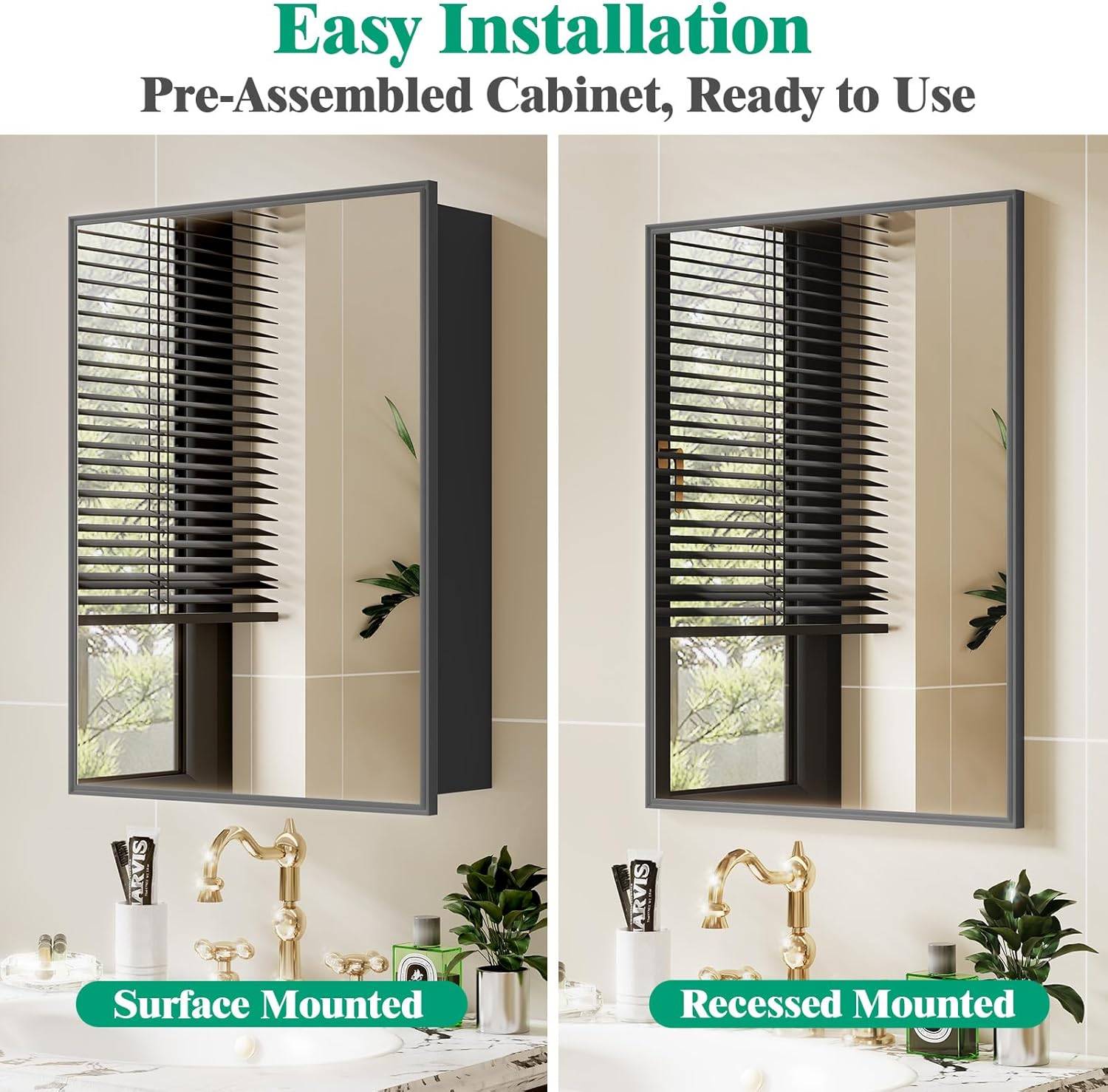 22 x 16 Medicine Cabinet Mirror, Bathroom Medicine Cabinet - photo 5