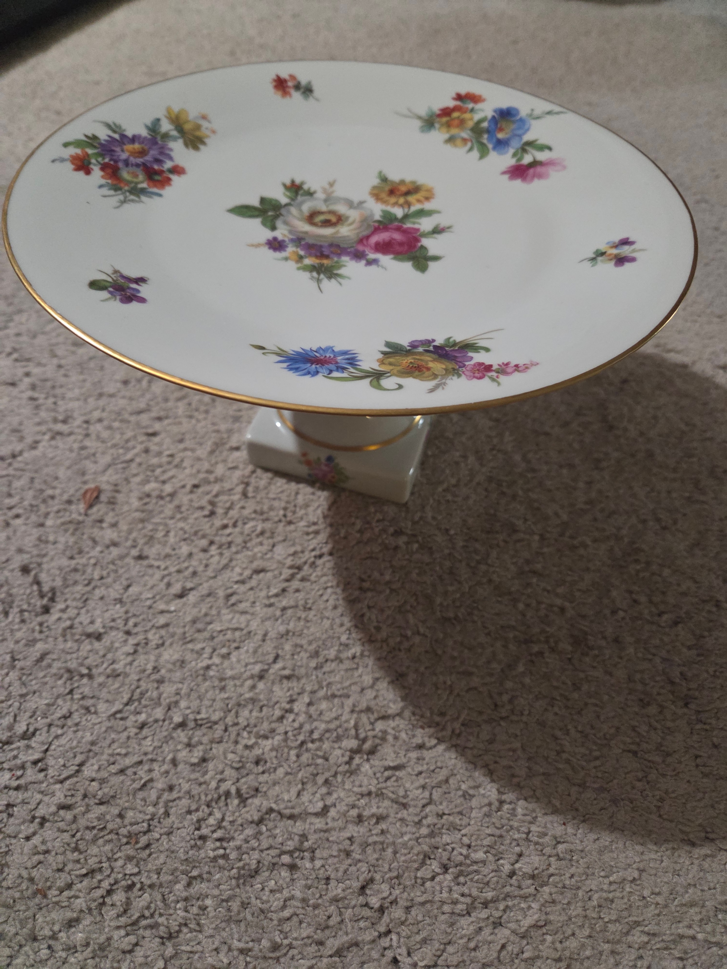 Vintage Limoges France Floral Pedestal Compote Dish / Tray 9.25"