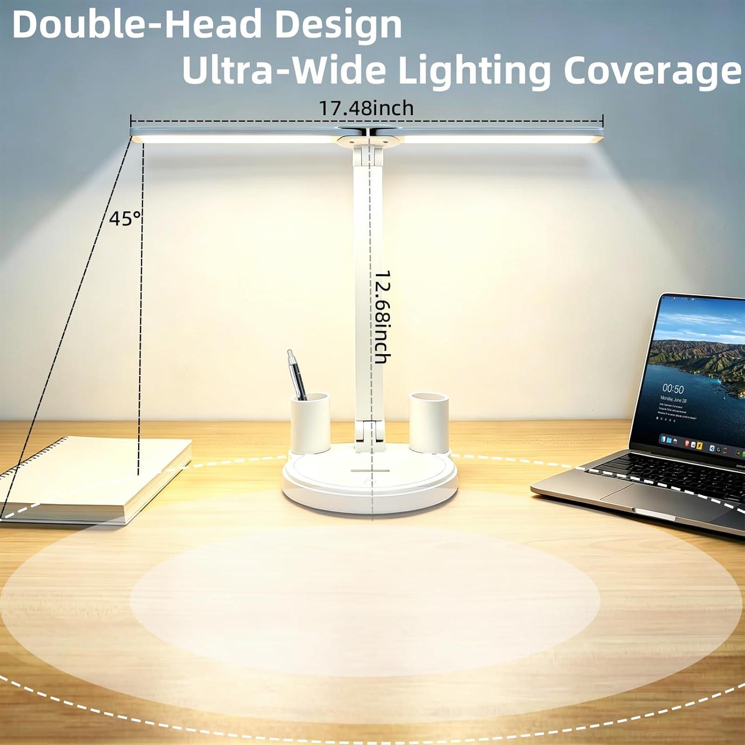 LED Desk Lamp for Home Office Bedroom, Battery Operated Dimmable - photo 2