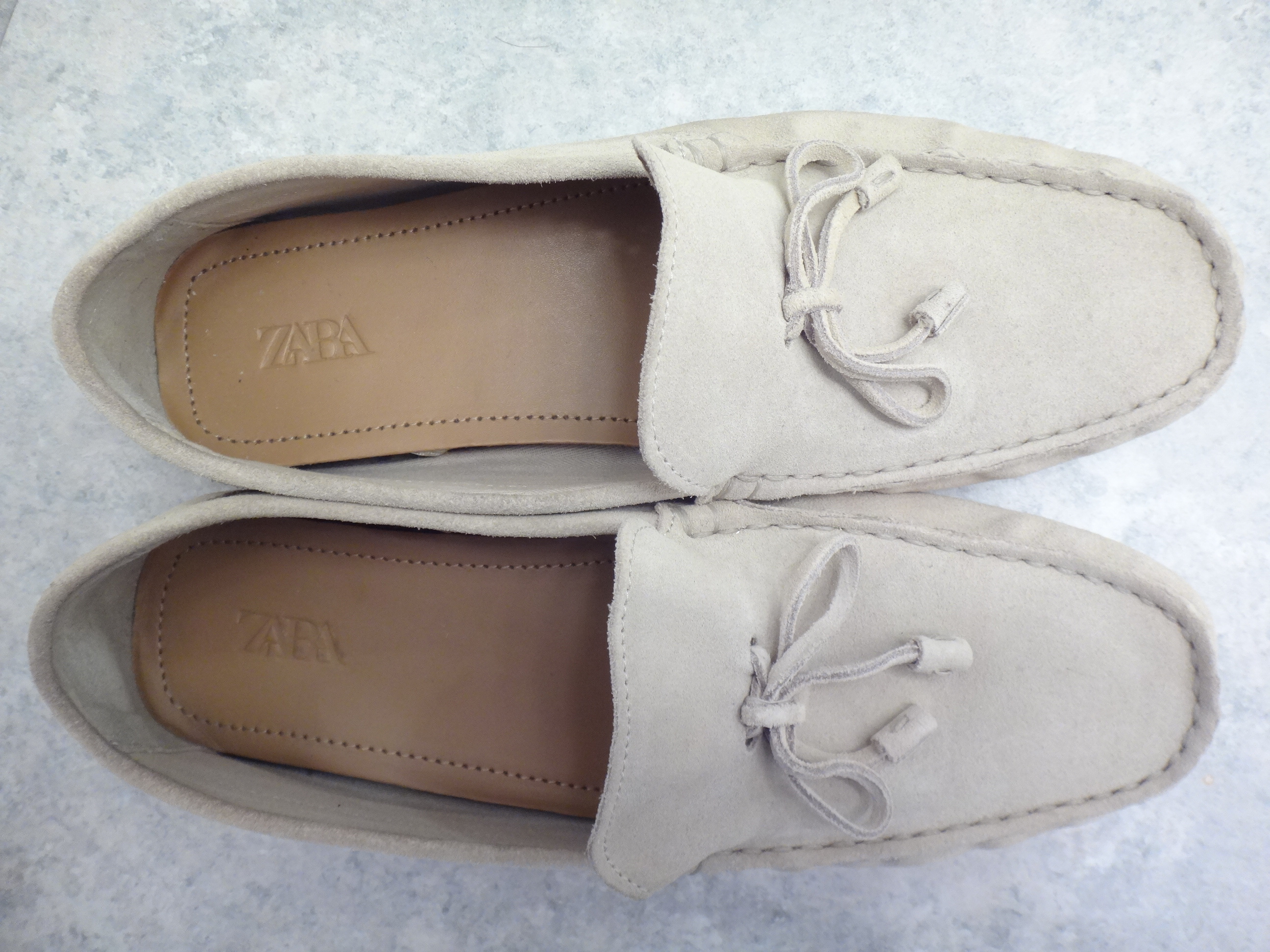 ✅👍🆕ZARA Size 9 / 42 Light Khaki Suede Slip On Loafers Shoes - photo 4