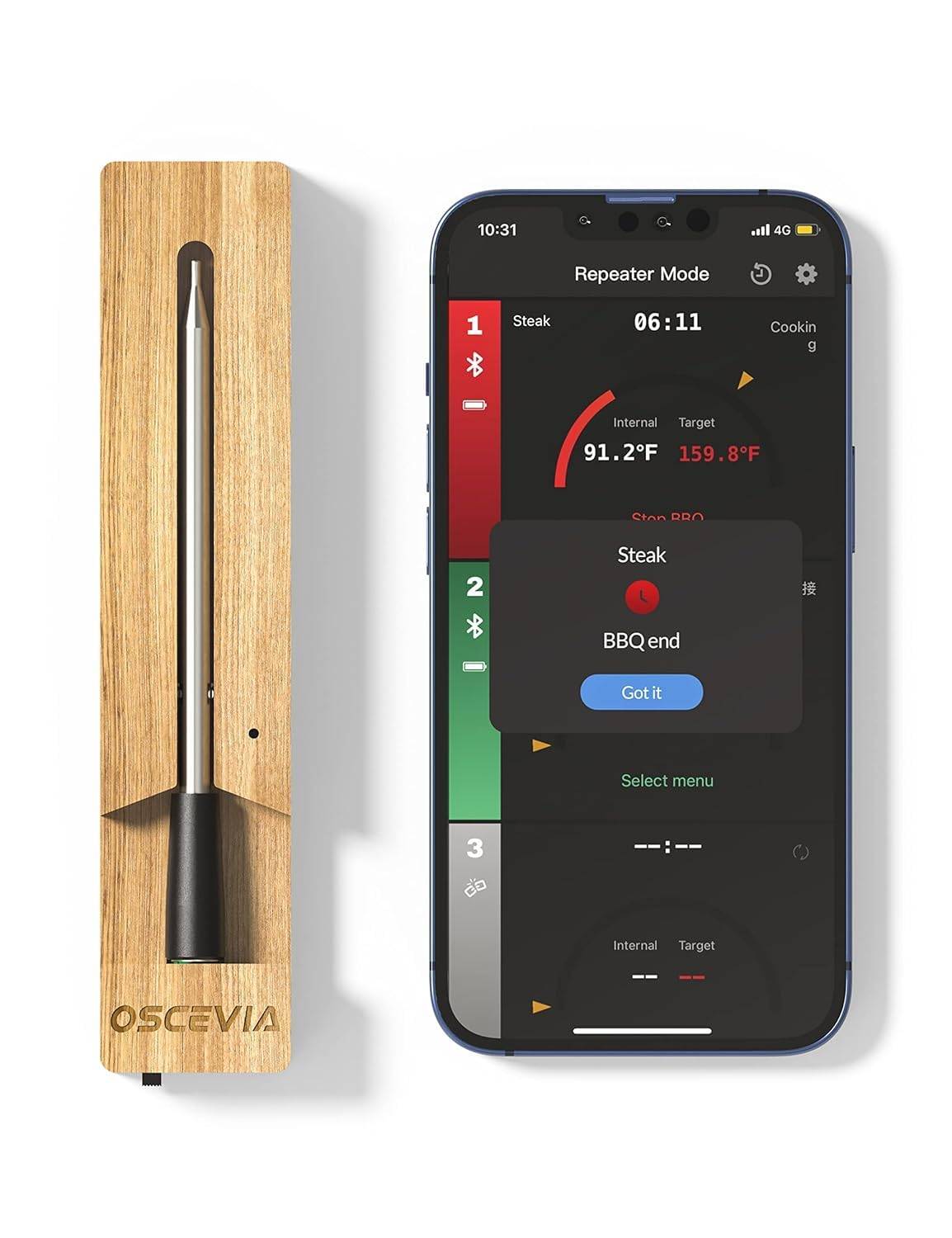 Oscevia Smart Meat  Wireless Food Thermometer Digital, Bluetooth