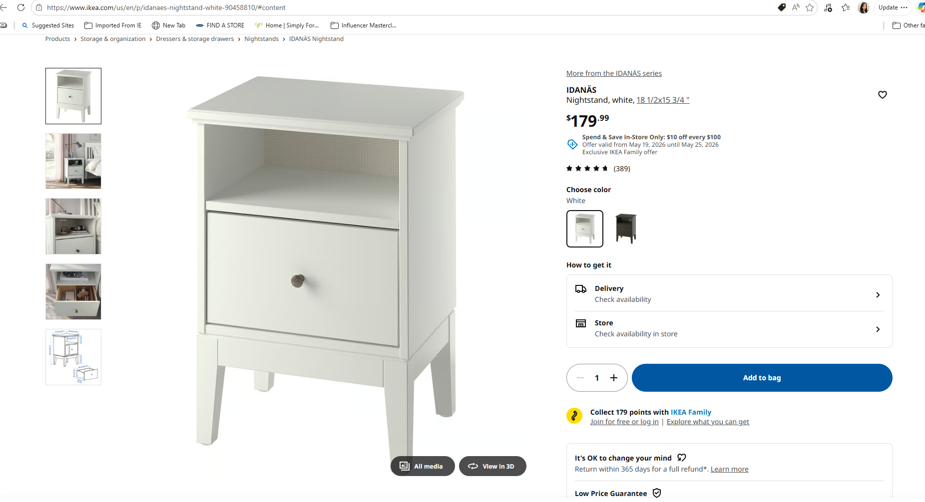 ✨ BRAND NEW IKEA IDANÄS Nightstand – White ✨