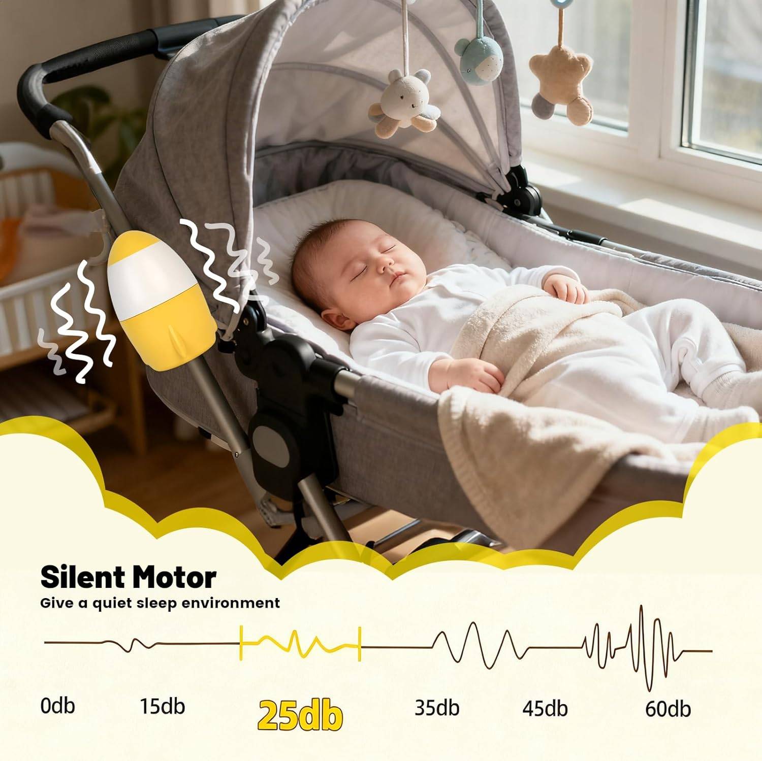 Baby Rocker, Portable Quiet Baby Bouncer Gently Rocks Strollers - photo 4