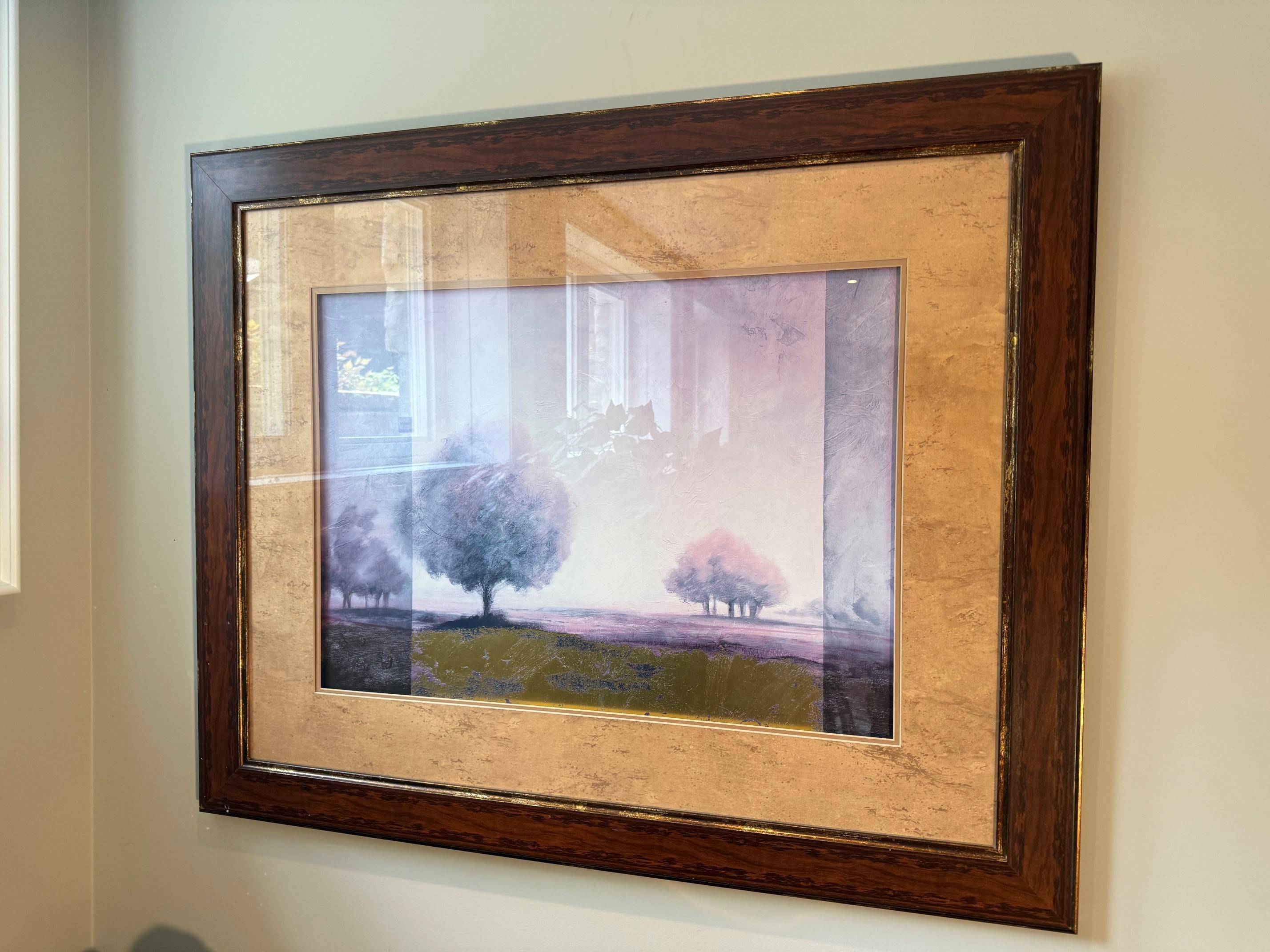 Framed art prints under glass