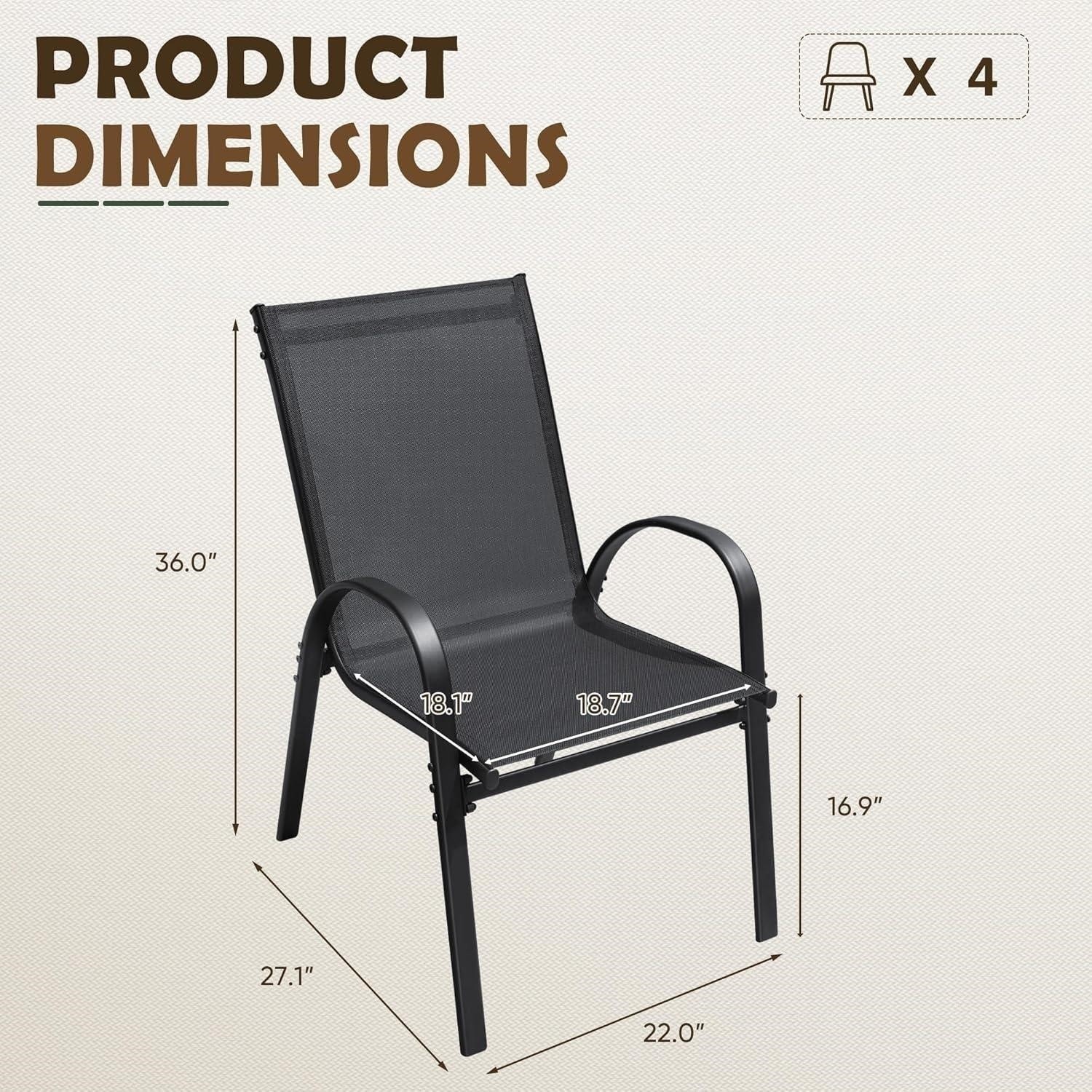 Set of 4 Black Outdoor Chairs - photo 2