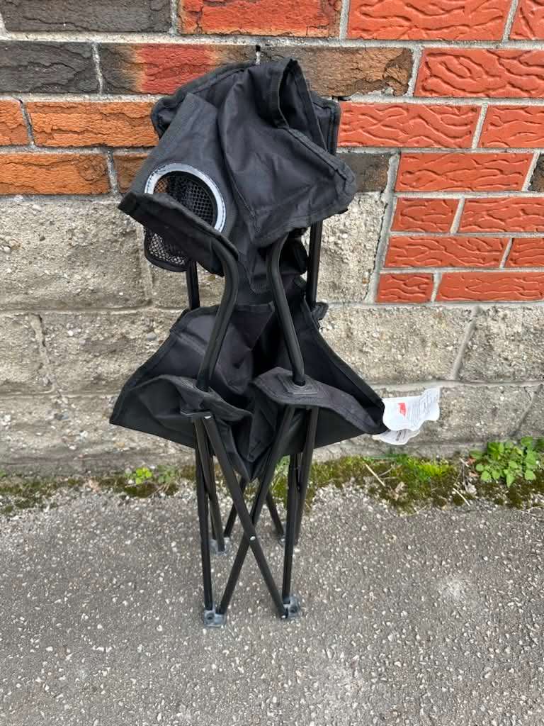 Black Folding Camp Chair with Cup Holder - photo 2