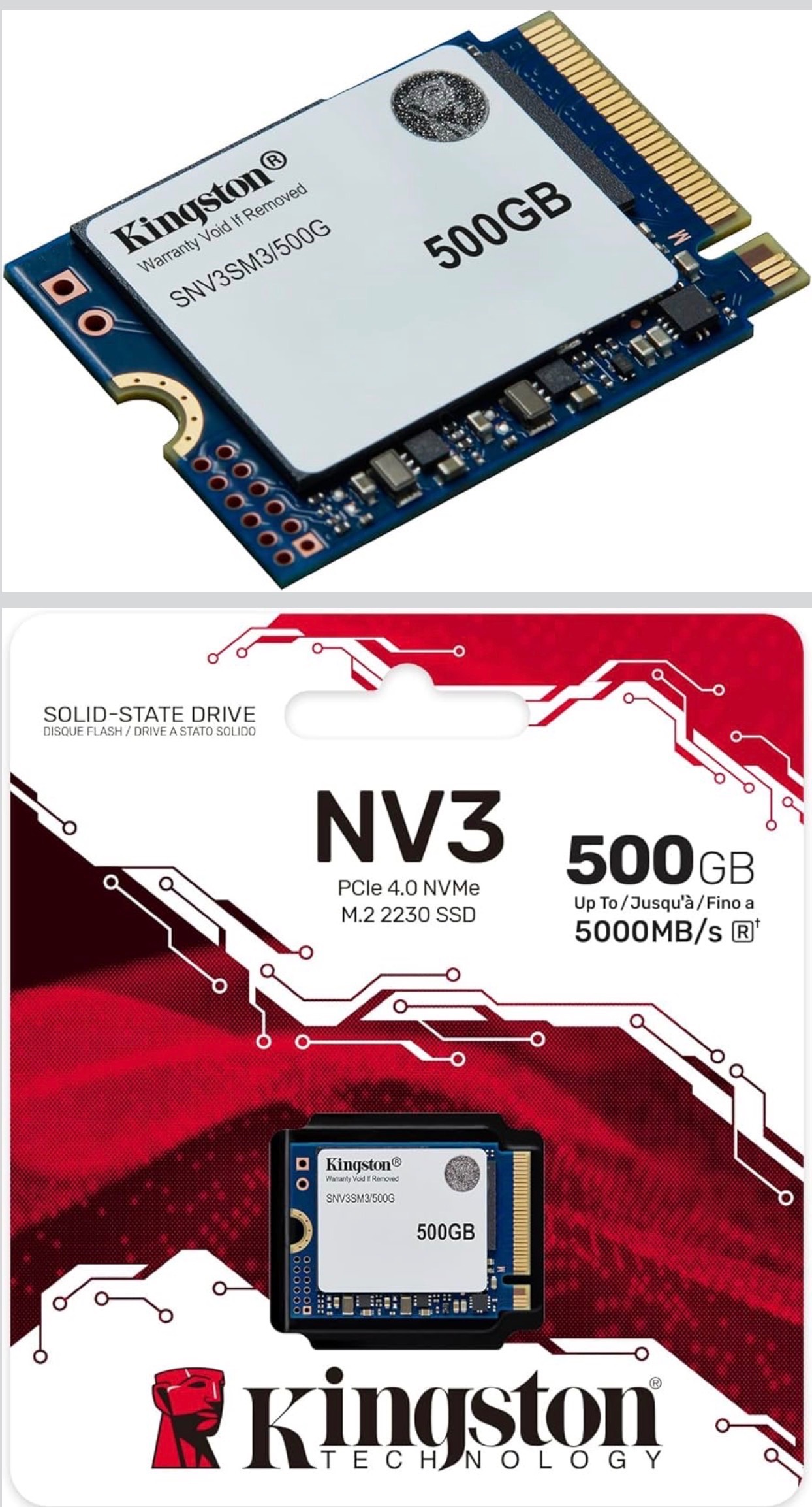 Kingston NV3 500GB M.2 2230 NVMe SSD SNV3SM3/500G PCIe x 4.0