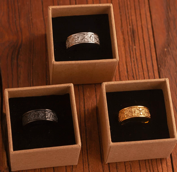 Engraved Band Rings - Silver, Black, Gold