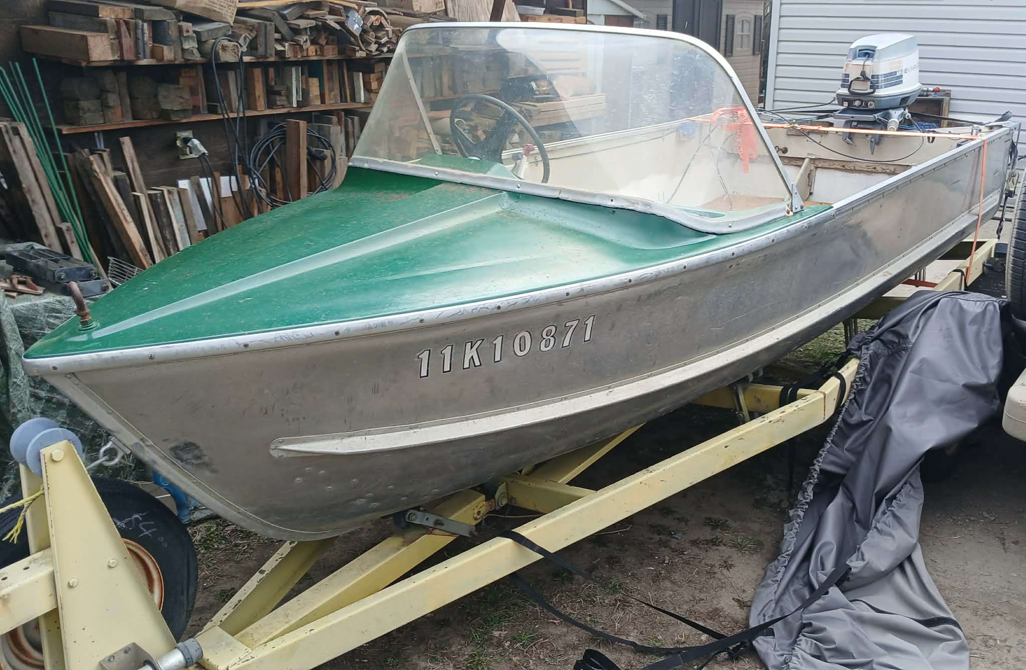 12 Ft aluminum boat, motor, tilt trailer & cover - photo 2