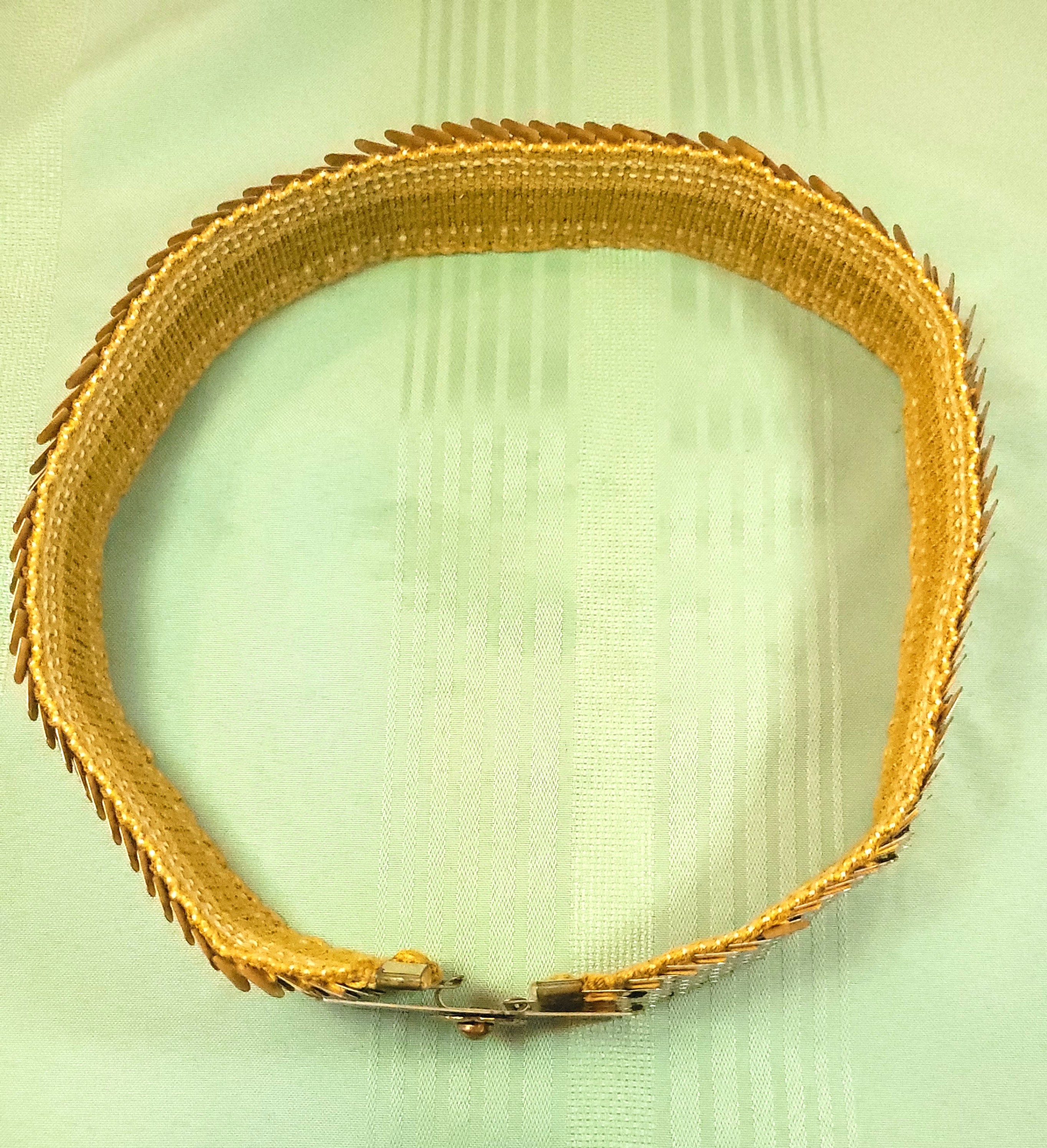 Circa 1980s Gold Tone Fish Scale Stretch Belt Flower Buckle 28" - photo 3
