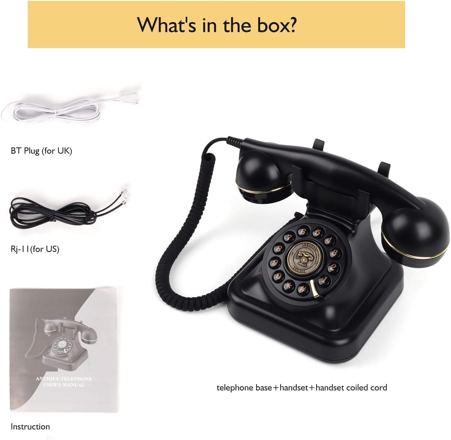Rotary Corded Vintage Phone – Classic Black - photo 3