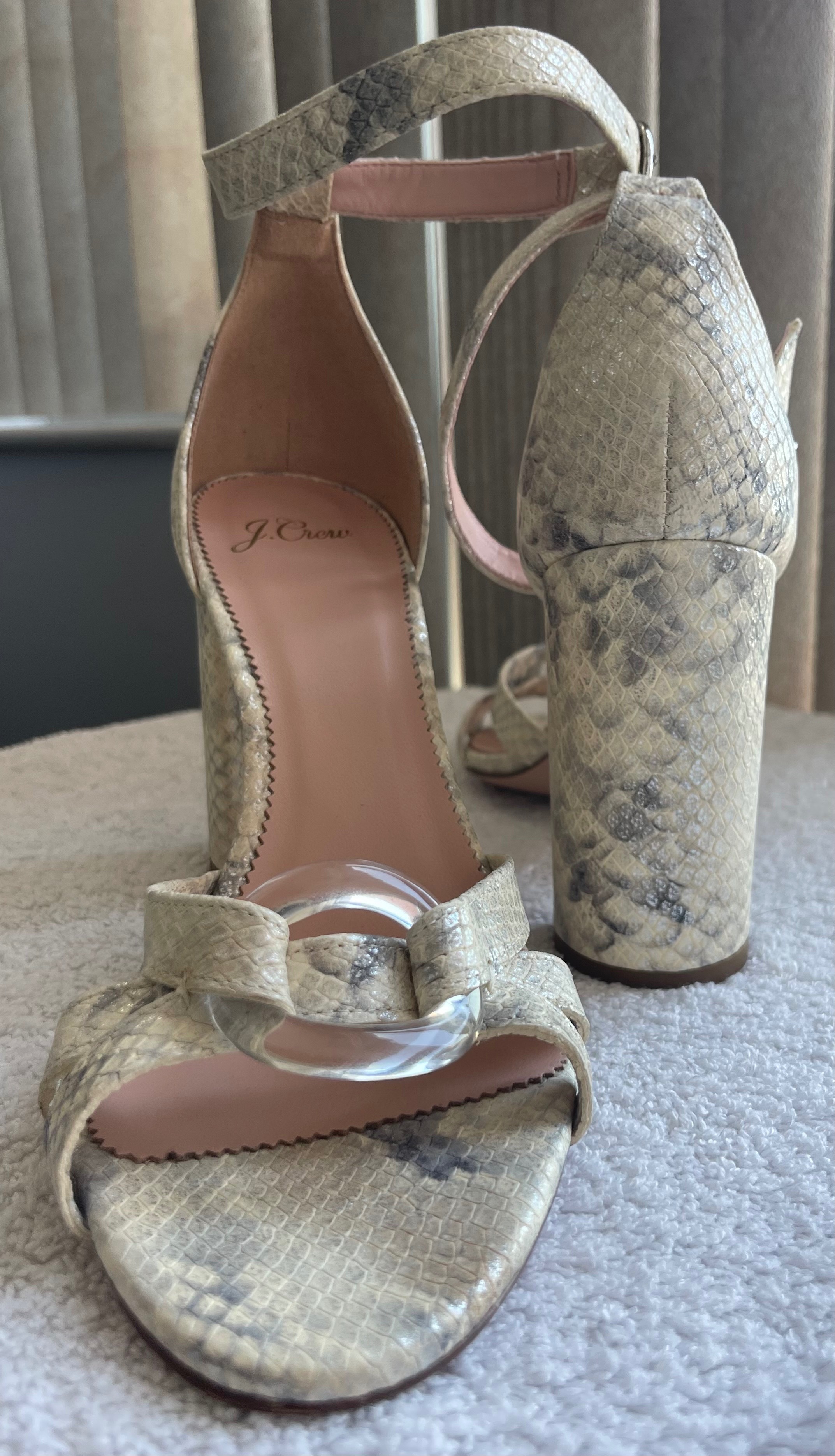 J. Crew Metallic Snakeskin Block Heels (Size 9.5) - photo 4