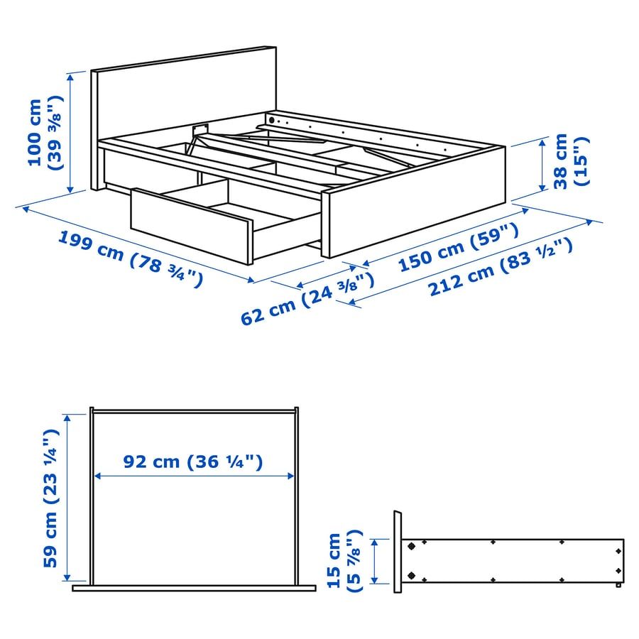 IKEA MALM Bed Frame with 4 Drawers - FREE DELIVERY - photo 4