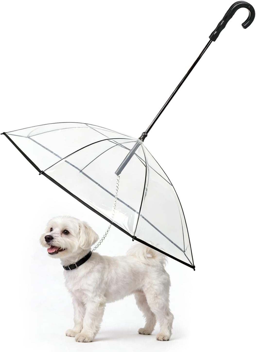 Transparent Dog Umbrella with Leash – Pet Rain Umbrella