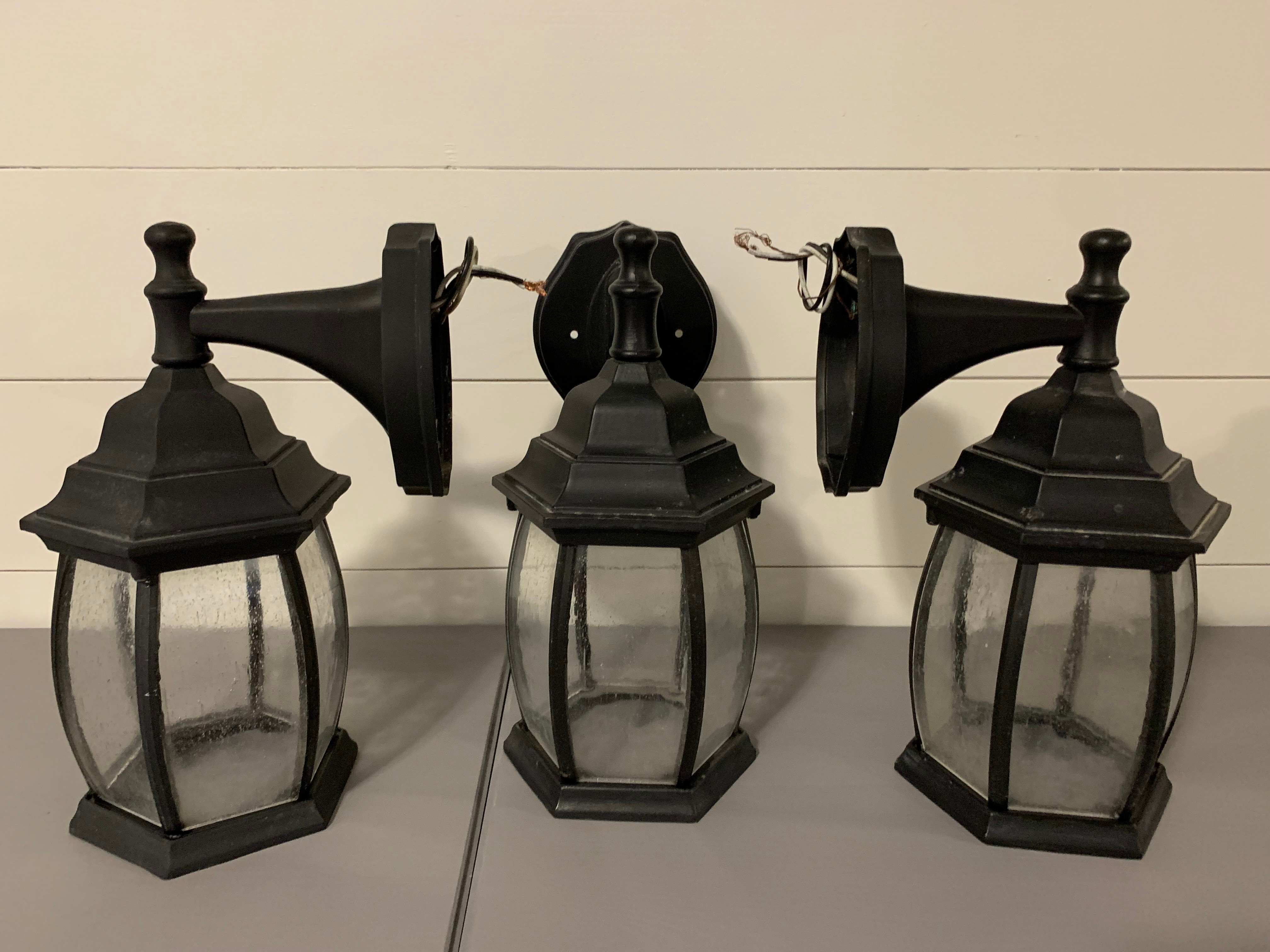 3 Black Outdoor Wall Lanterns - photo 2