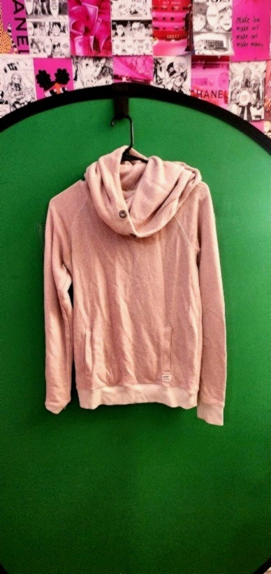Beige Cowl Neck Pullover Hoodie