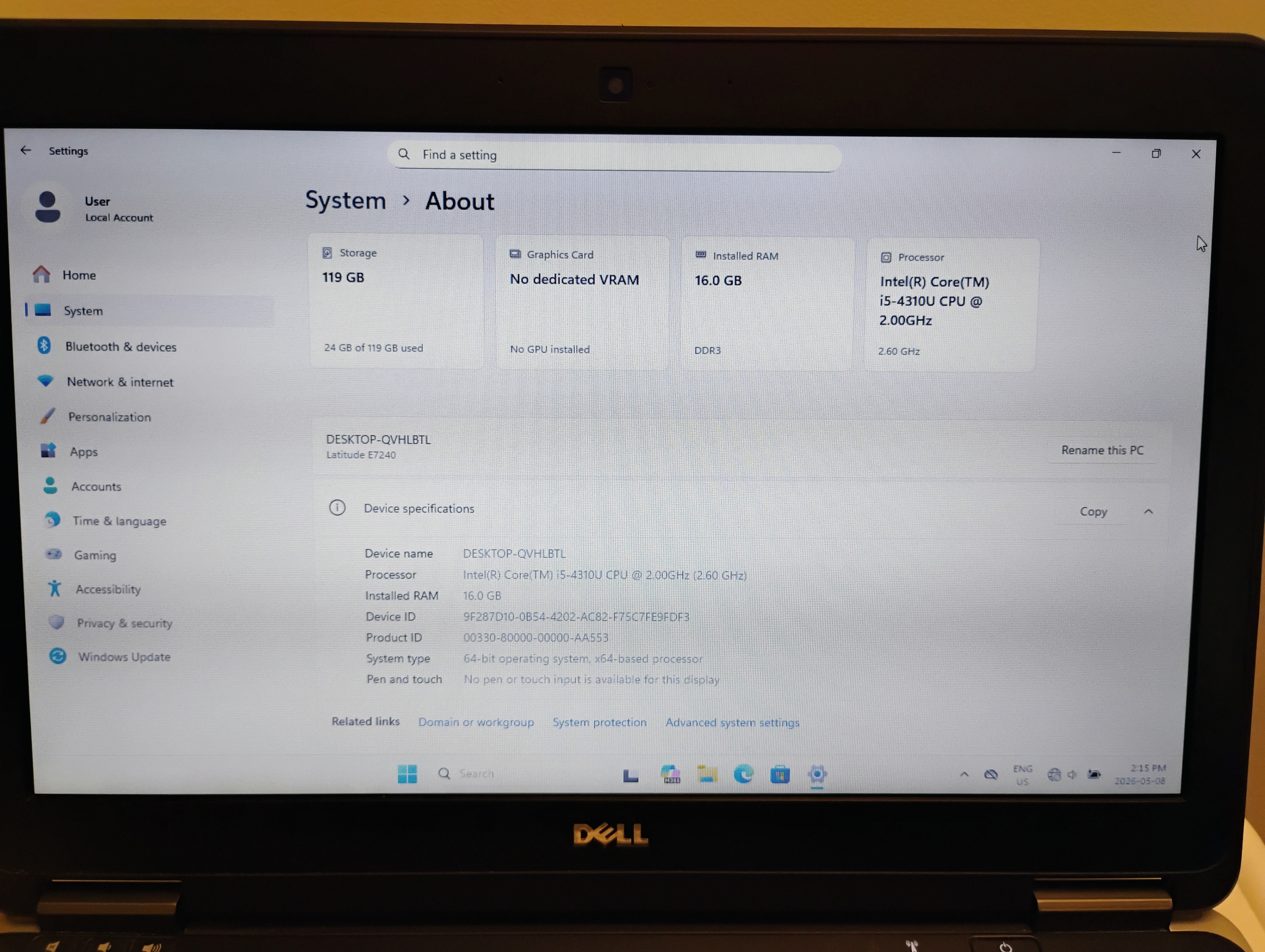 Dell Latitude E7240 laptop